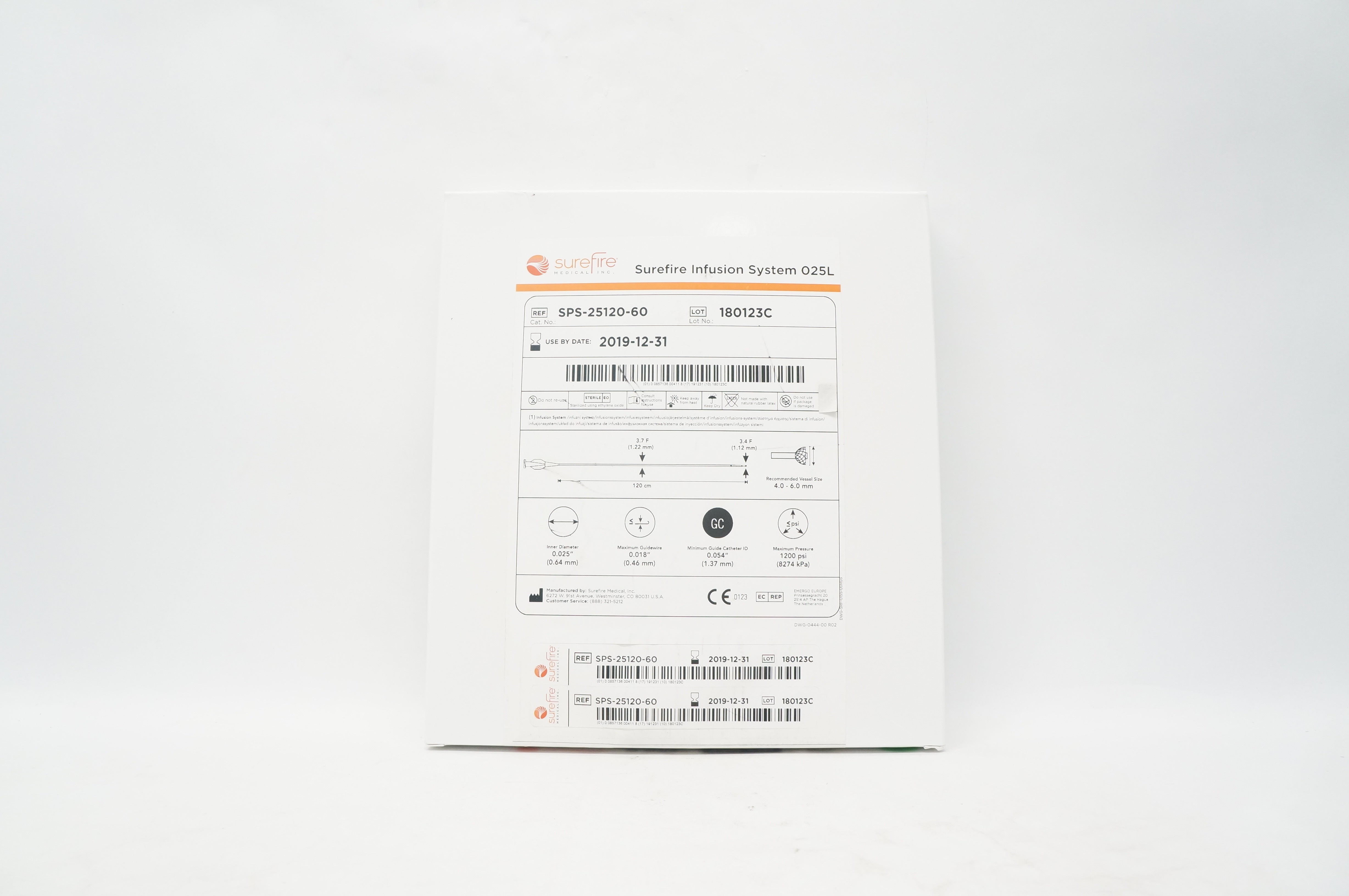 Surefire Medical SPS-25120-60 Infusion System 025L 0.025 inch x 120 cm (x)
