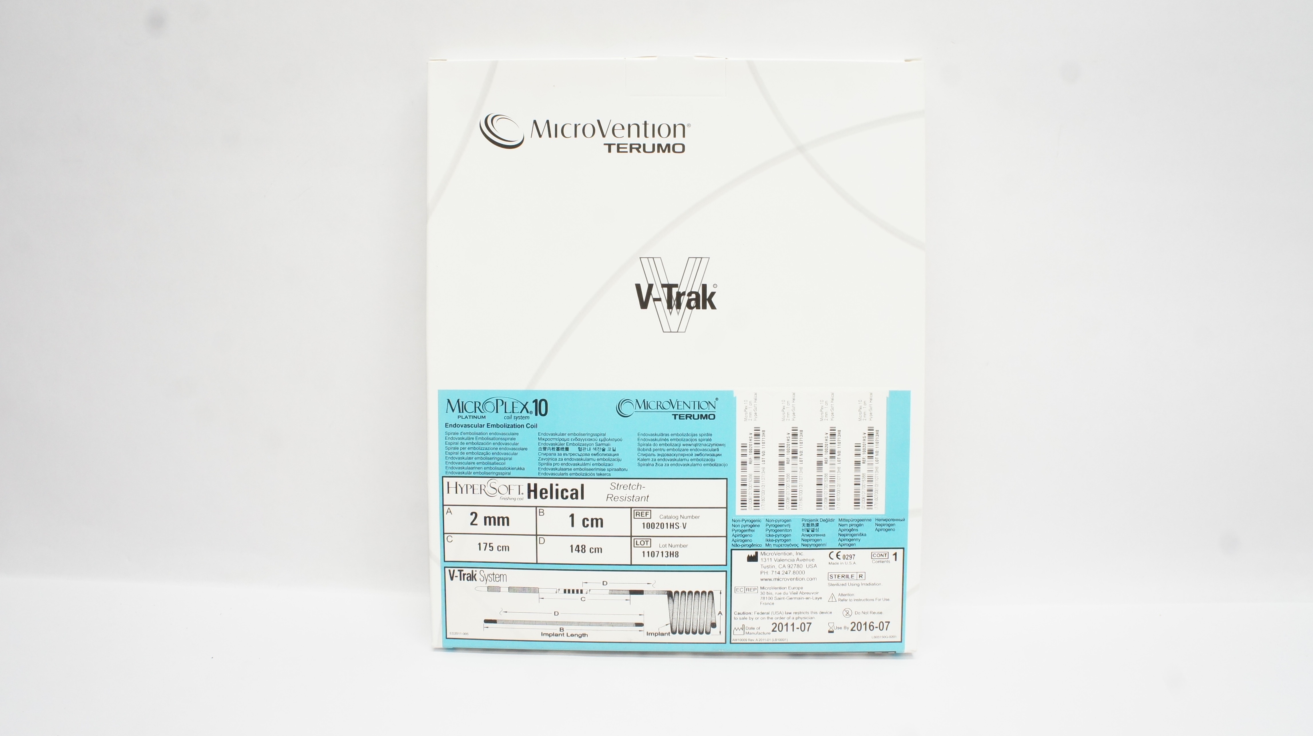 MicroVention 100201HS-V Endovascular Embolization Coil Helical 2mm x 1cm (x)