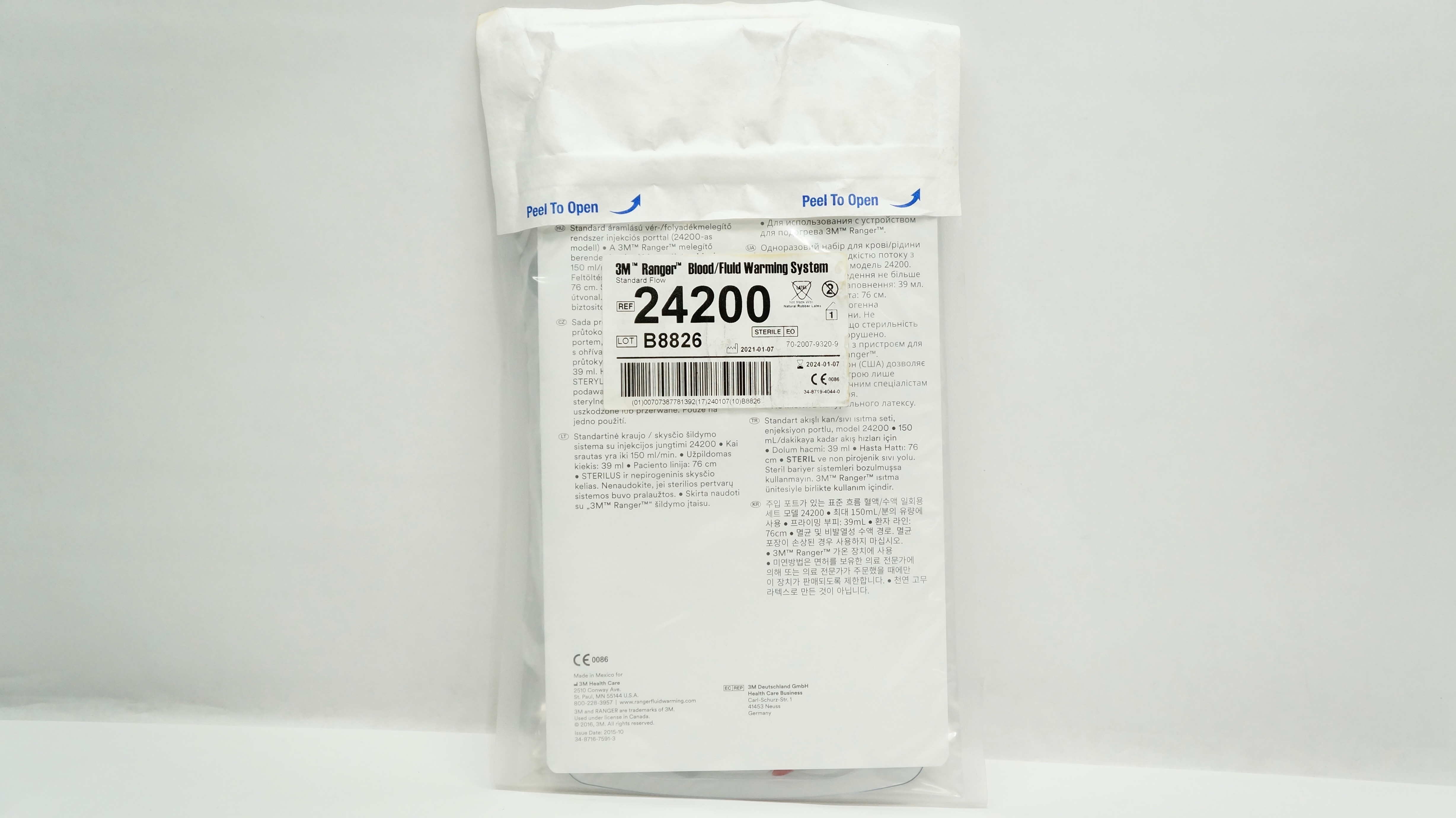 3M 24200 Ranger Blood/Fluid Warming System Standard Flow Set