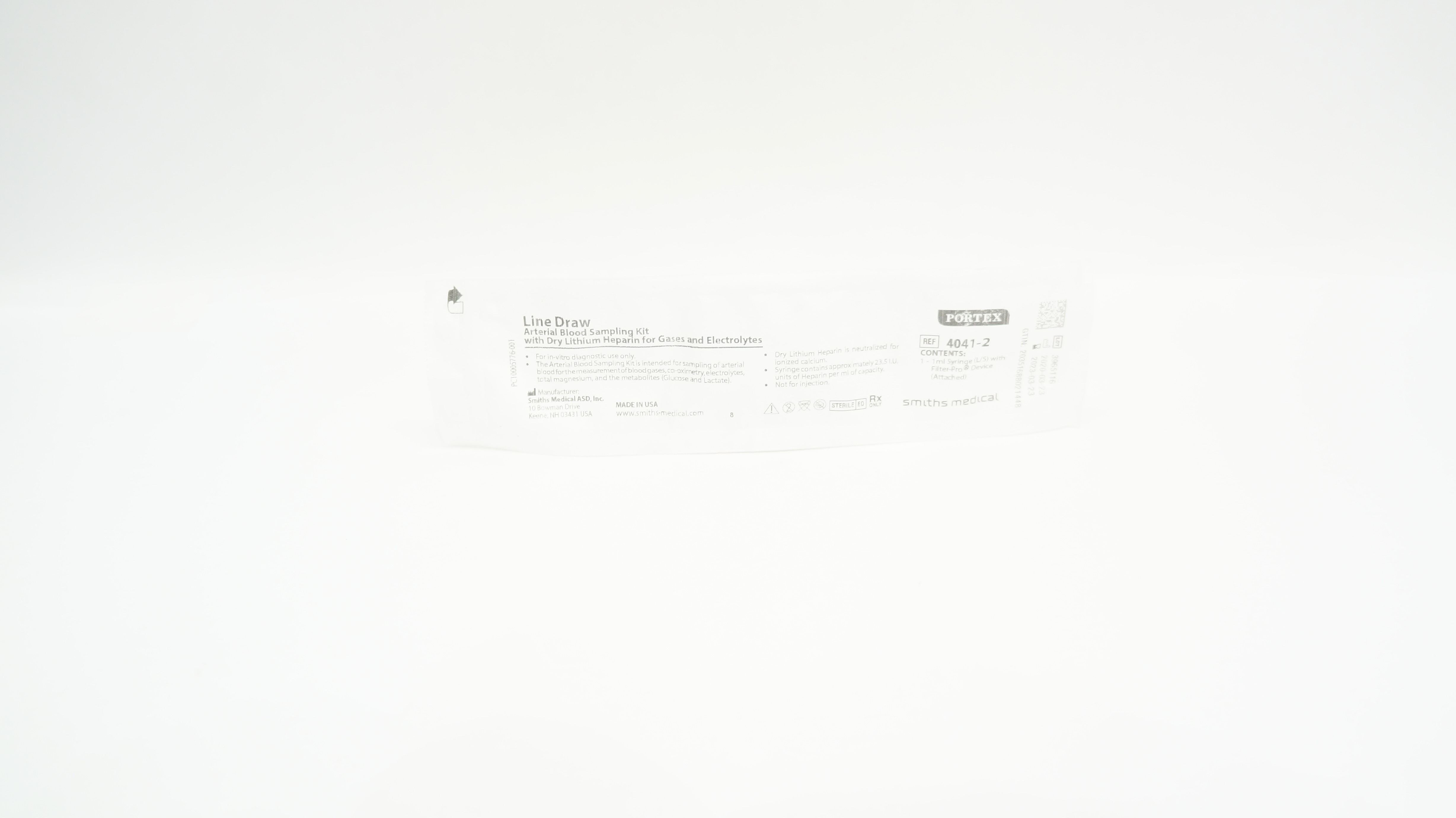 Smiths Medical 4041-2 Portex Line Draw Arterial Blood Sampling Kit (x)