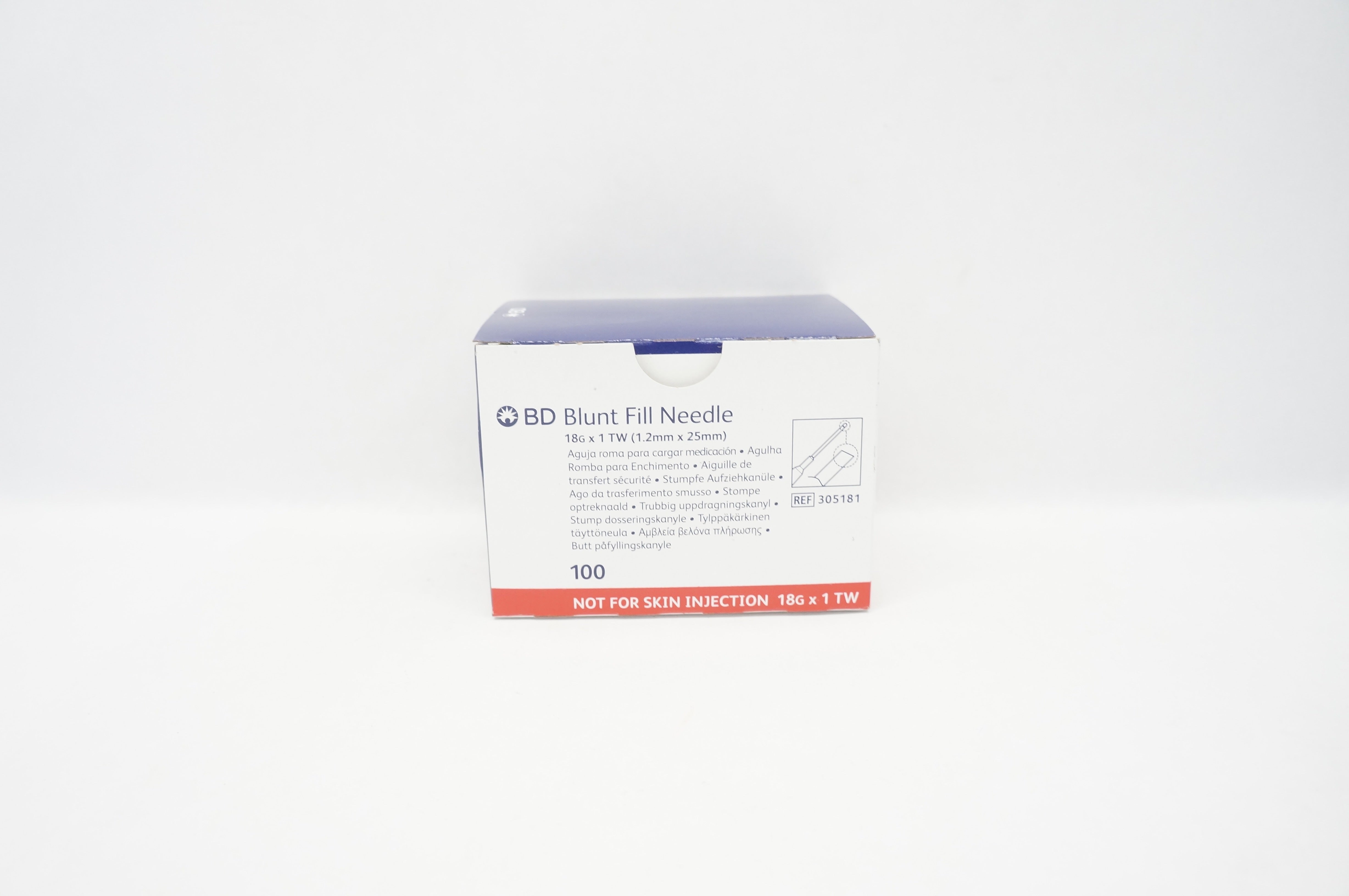 BD 305181 Blunt Fill Ndle 18G x 1 - Box of 100