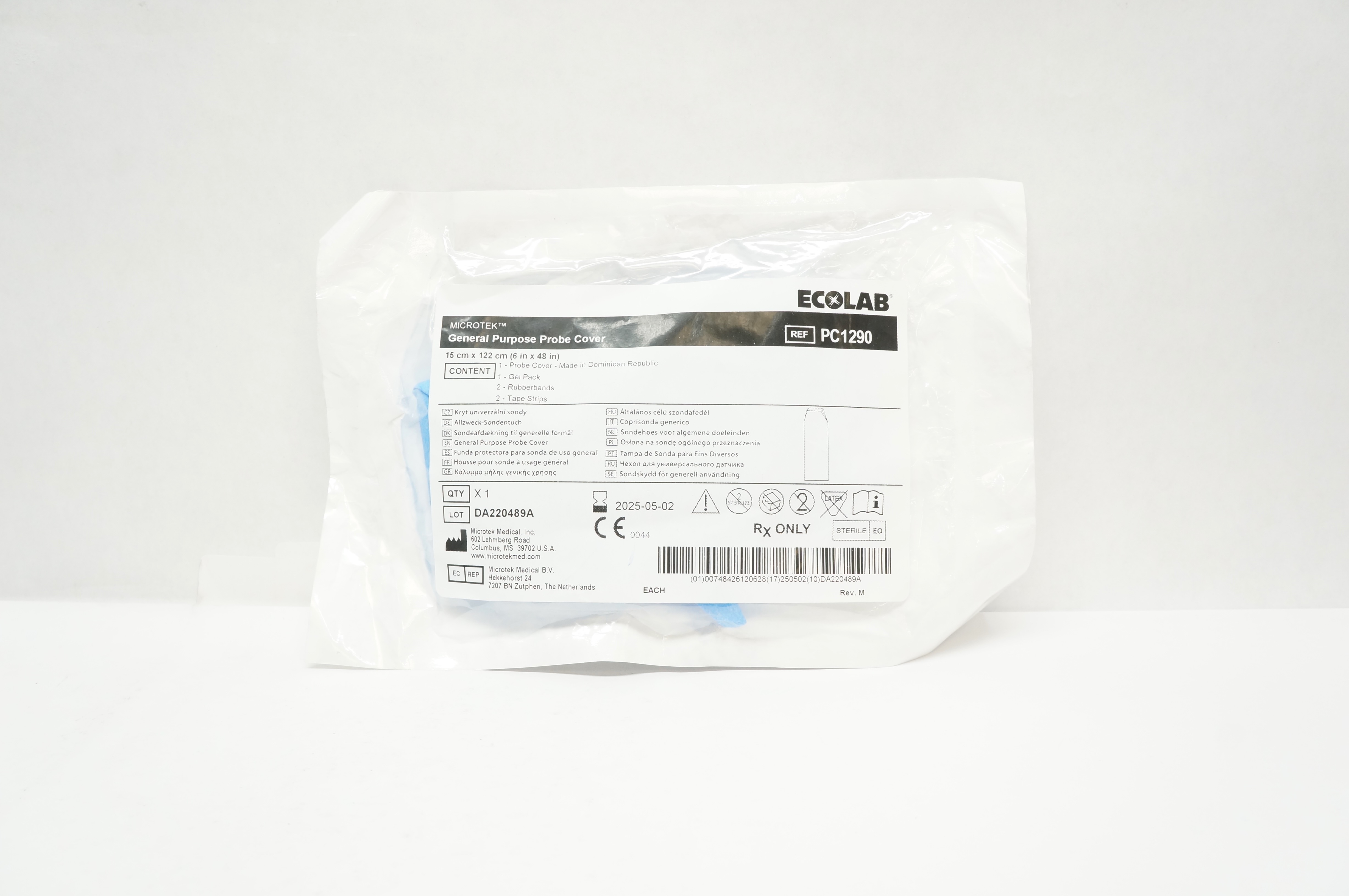 Microtek PC1290 Ecolab General Purpose Probe Cover 6inch x 48inch