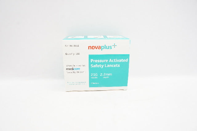 MediCore 8061 NovaPlus Pressure Activated Safety Lancets 21G x 2.2mm -Box of 100