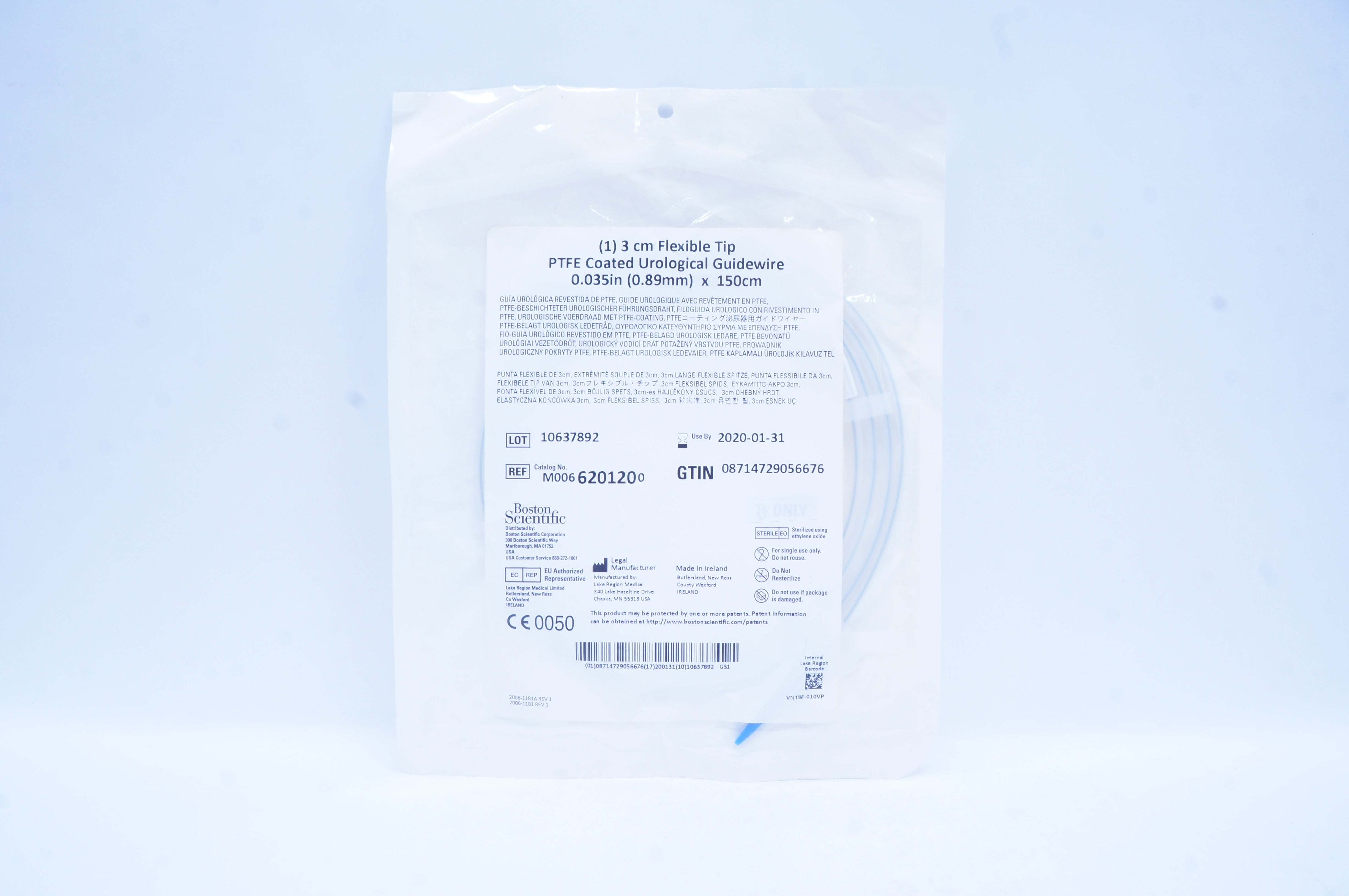 Boston Scientific 620120 3cm Flexible Tip PTFE Coated Urological Guidewire (x)
