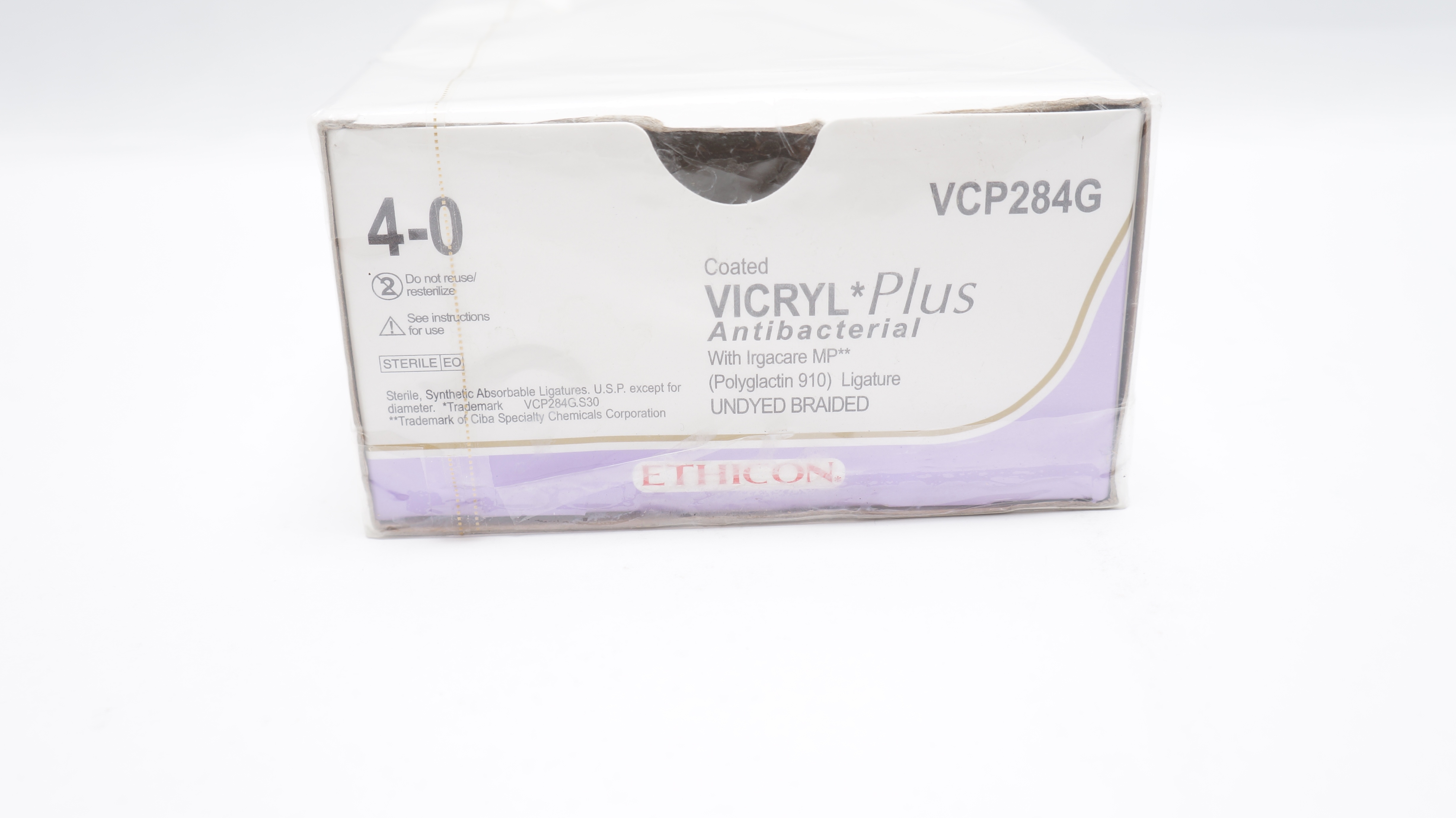 Ethicon VCP284G 4-0 VICRYL Plus Antibacterial Stre 54inch (x) - Box of 12