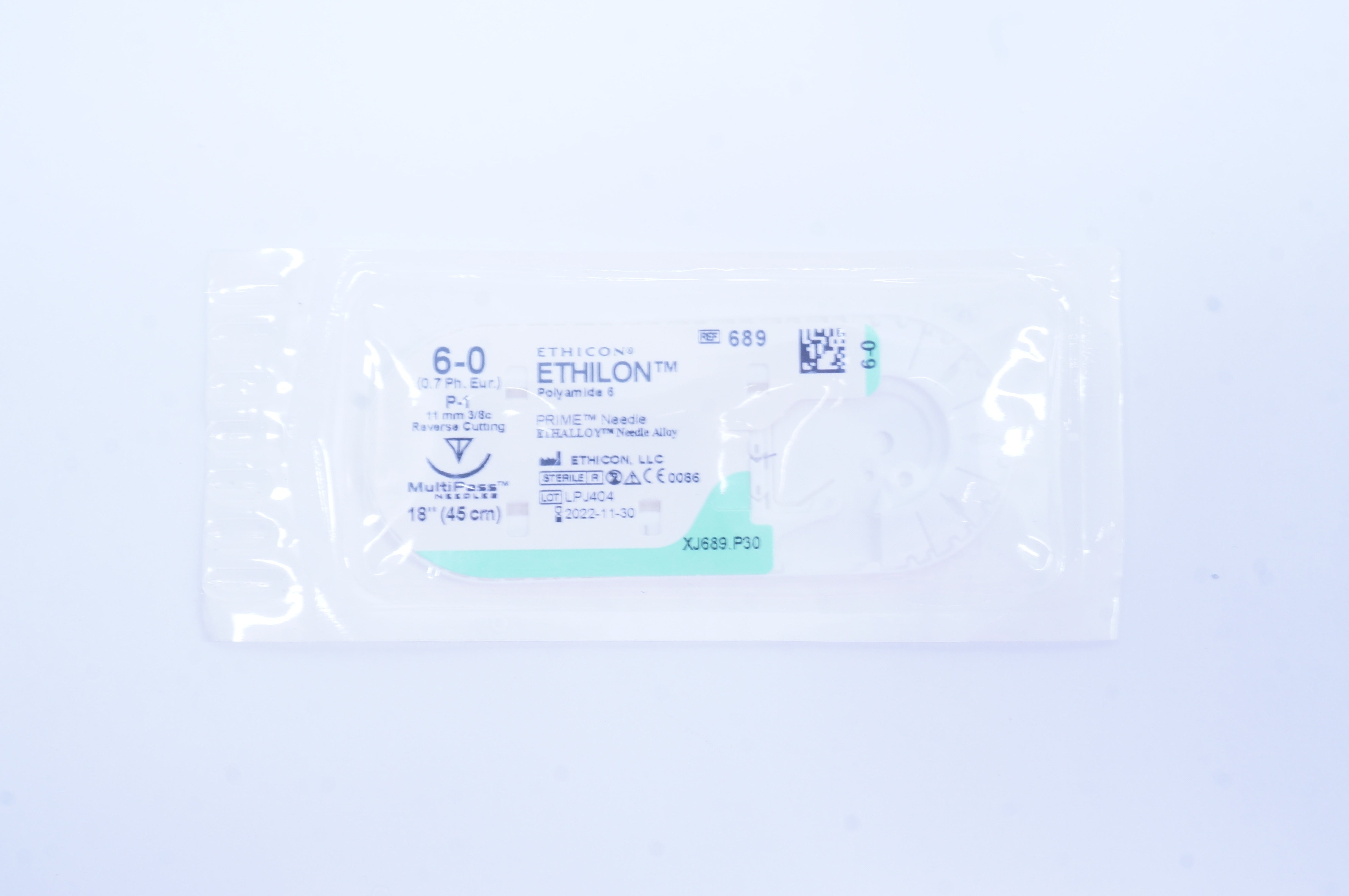 Ethicon 689 6-0 ETHILON, P-1, 11mm 3/8c Reverse Cutting, 18inch