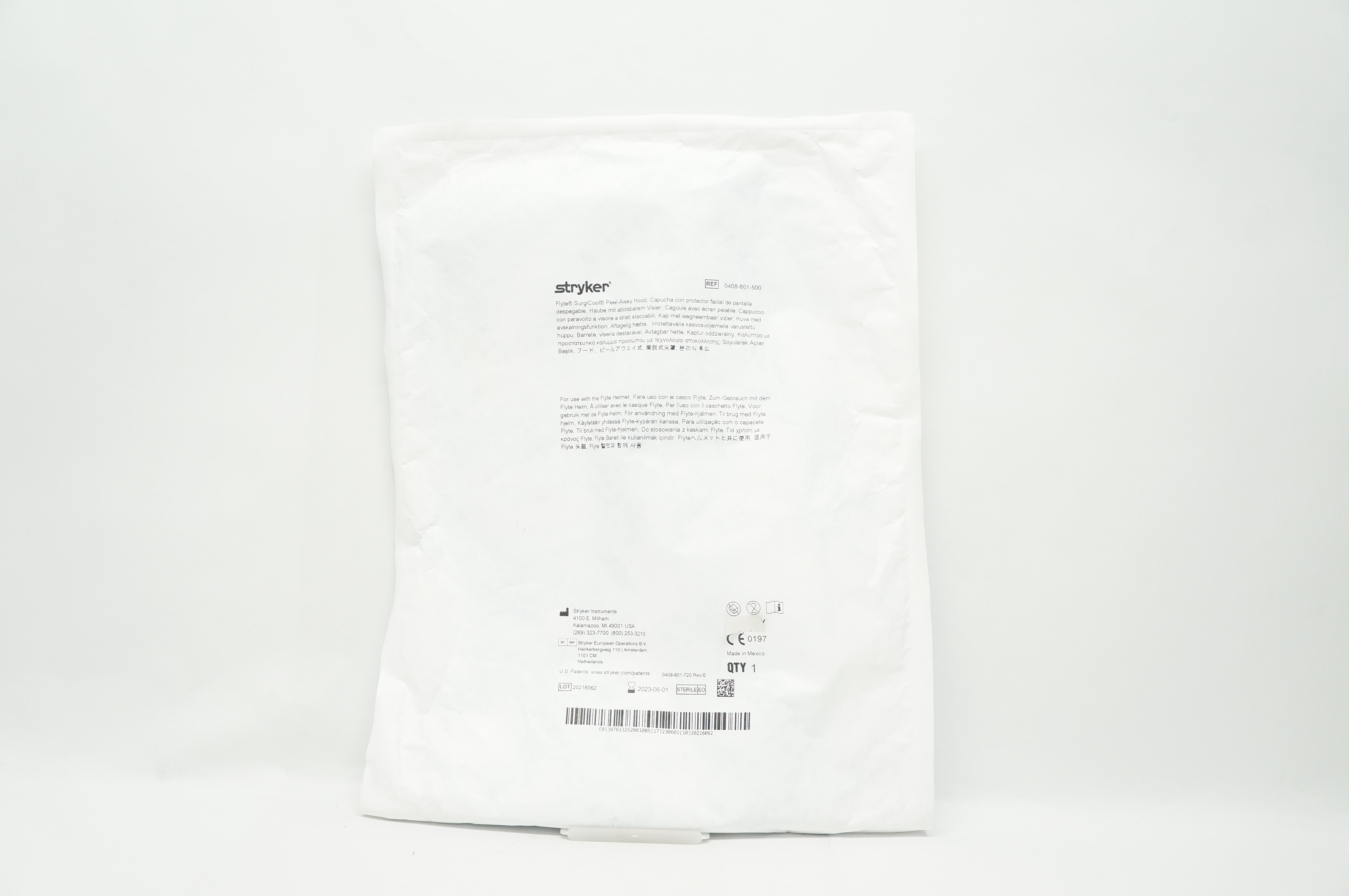 Stryker 0408-801-500 Flyte SurgiCool Peel-Away Hood