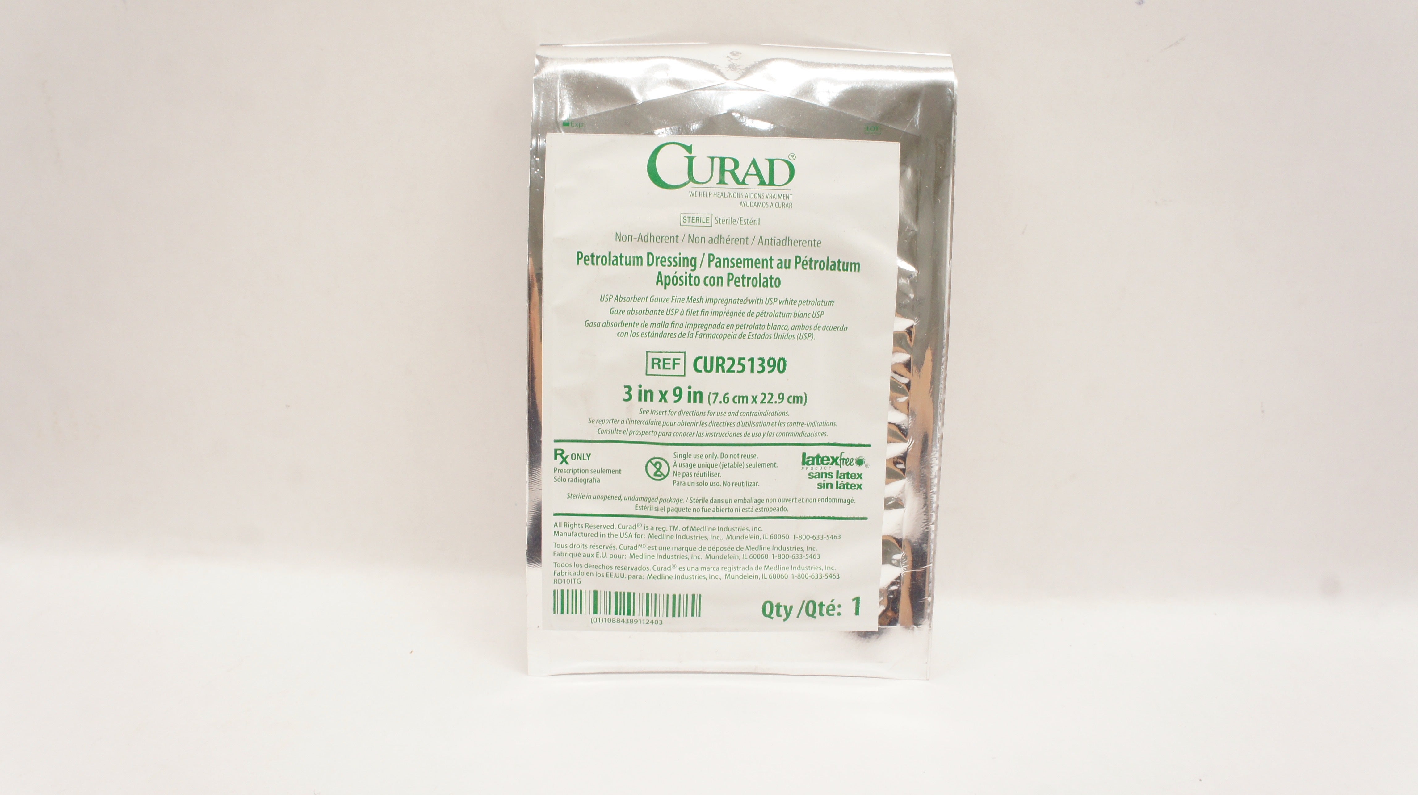 Medline CUR251390 Curad Petrolatum Dressing 3inch x 9inch (x)