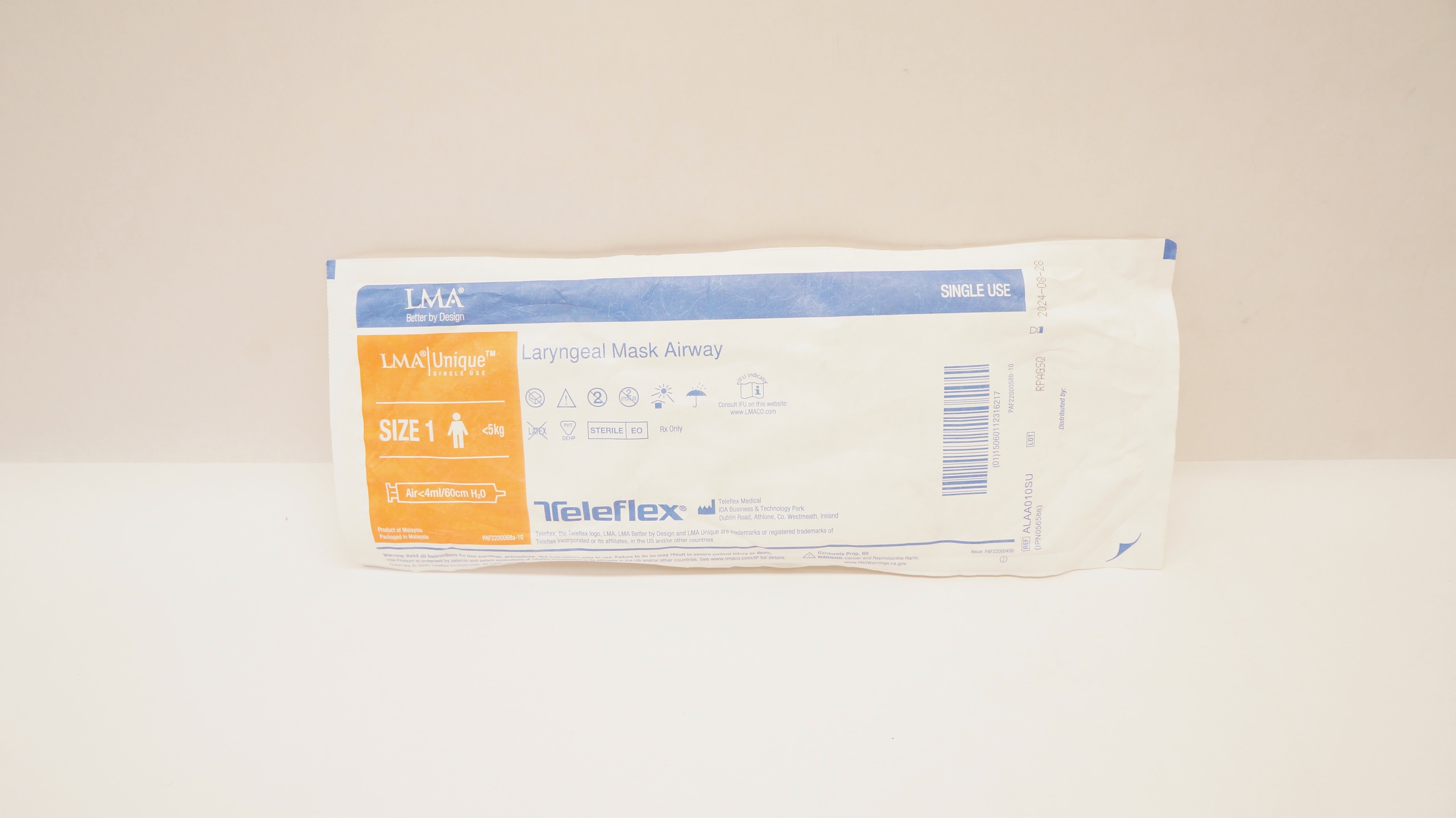 Teleflex ALAA010SU LMA Unique, Size 1 <5kg, Laryngeal Mask Airway