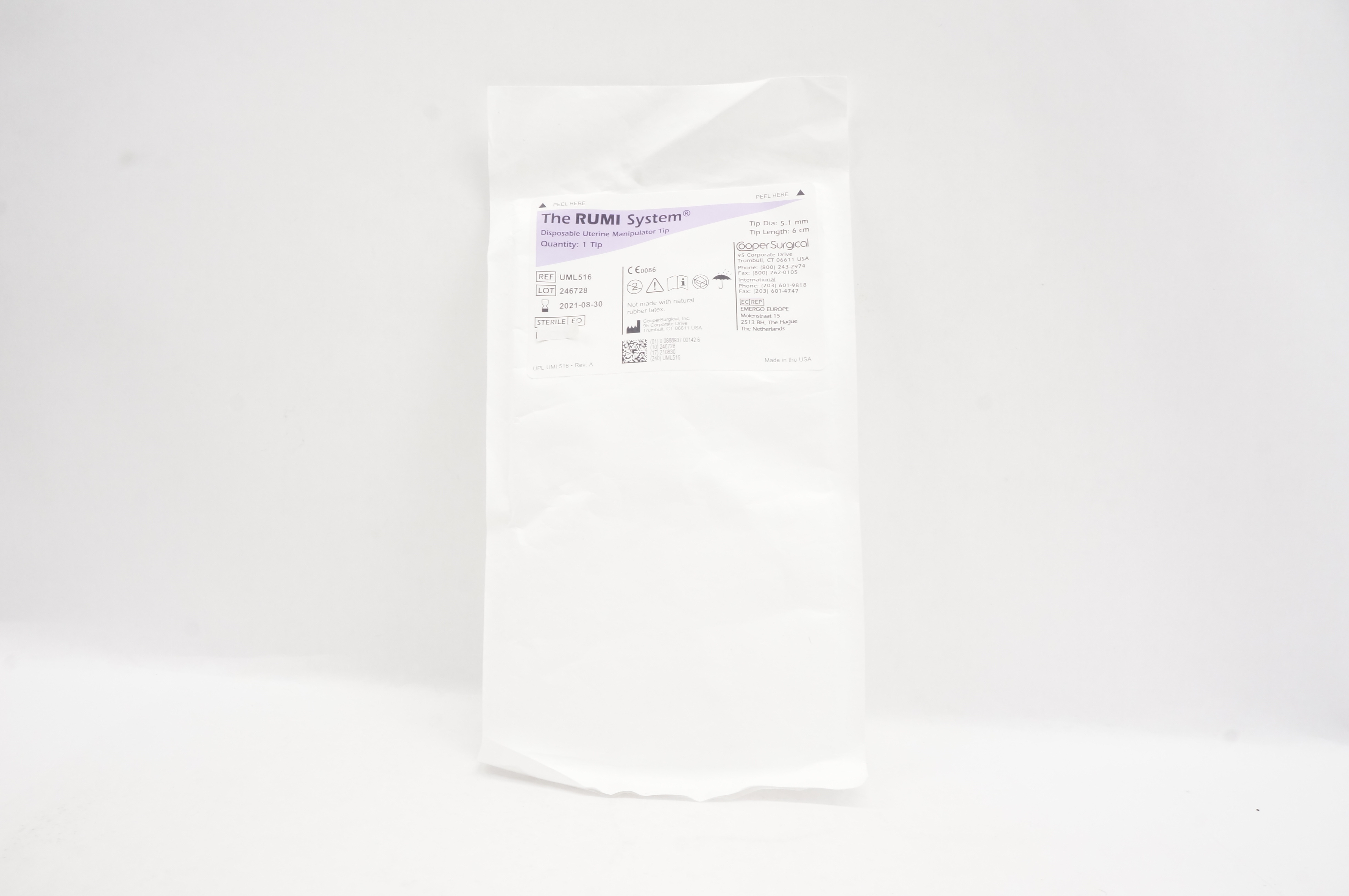 Cooper Surgical UML516 RUMI Disposable Uterine Manipulator Tip 5.1mm x 6cm (x)