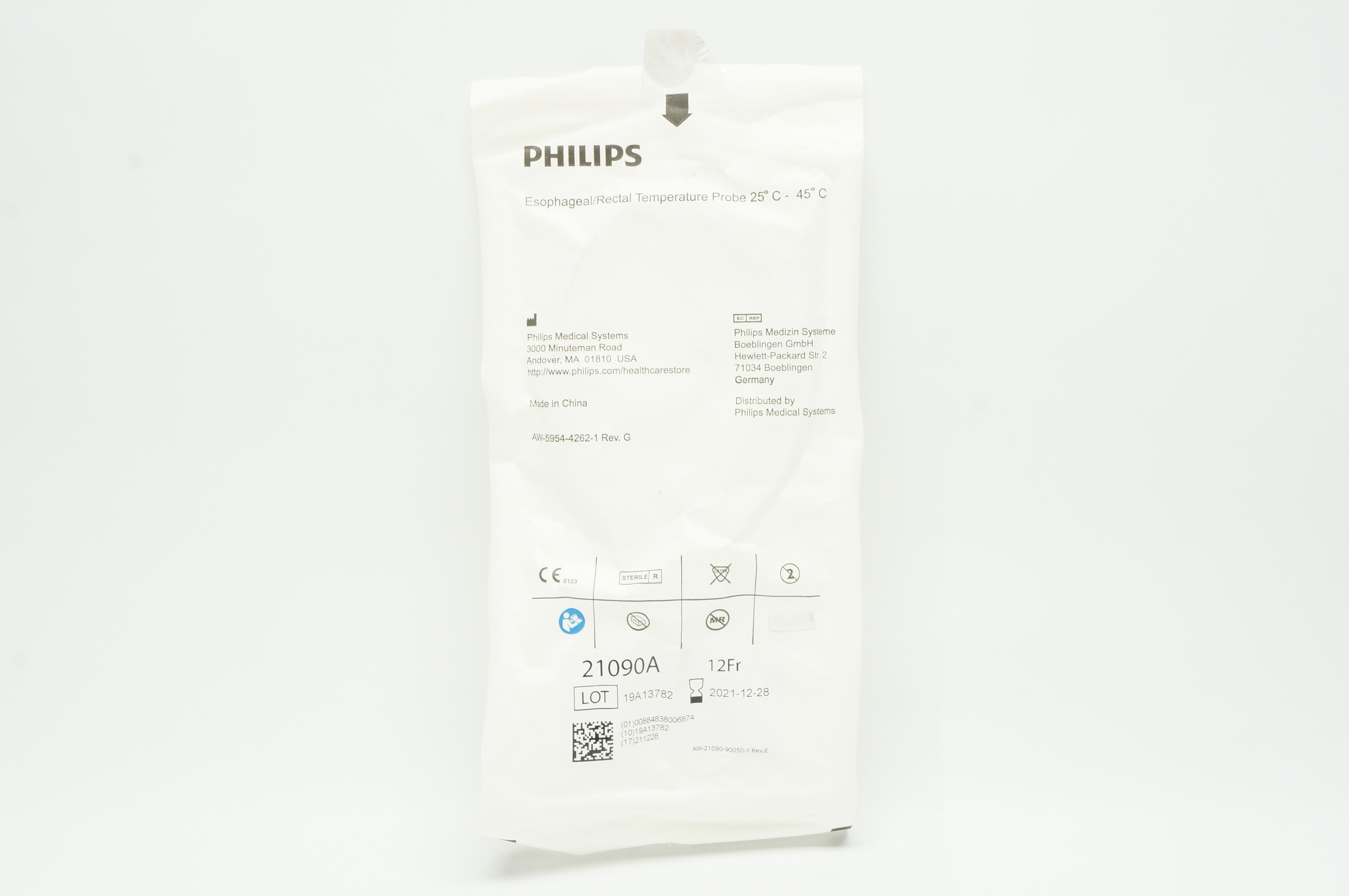 Philips 21090A Esophageal/Rectal Temperature Probe 12Fr. 25C - 45C