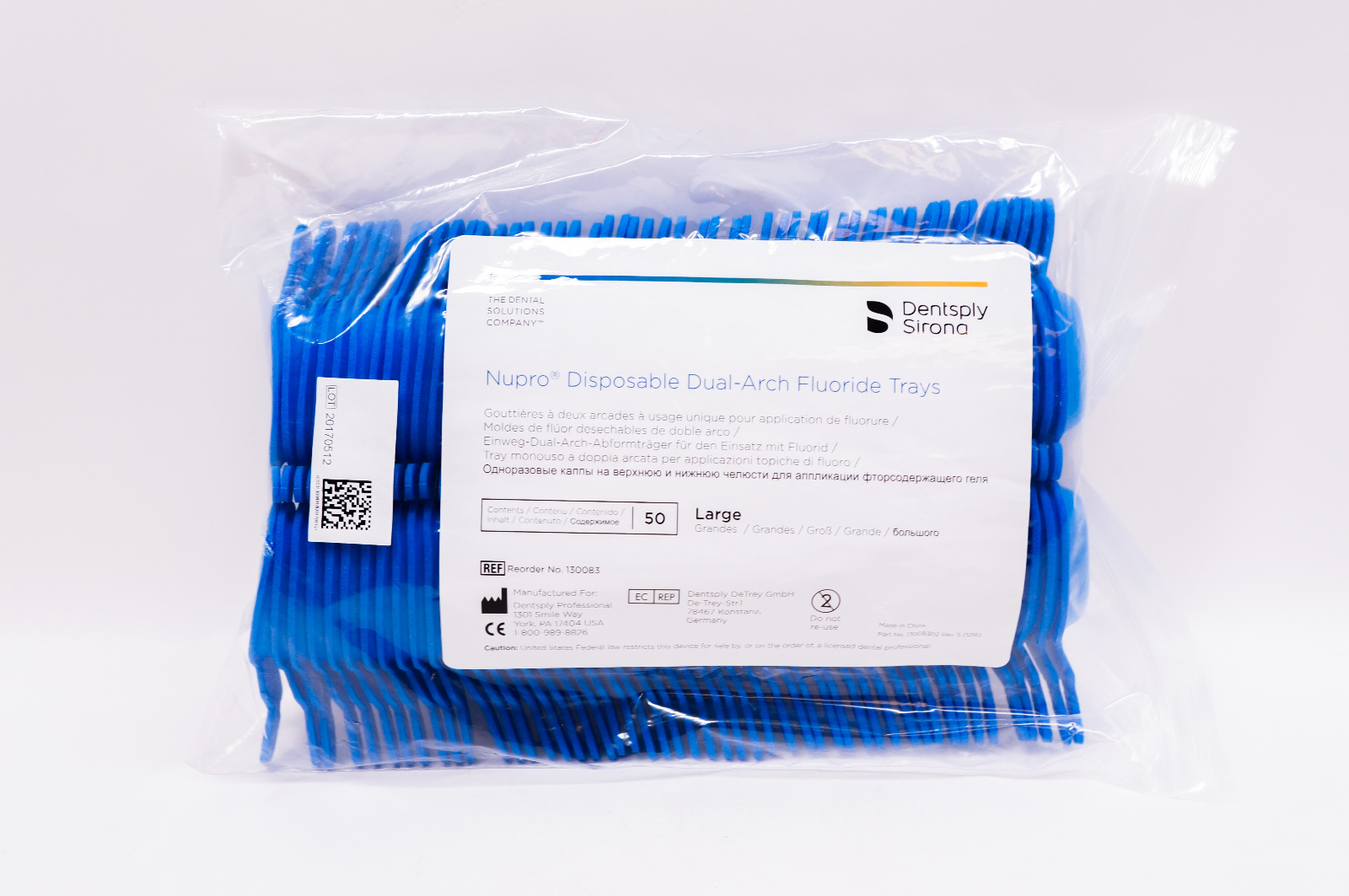 Dentsply Sirona 130083 Nupro Disposable Dual-Arch Fluoride Trays, Large - Pack of 50