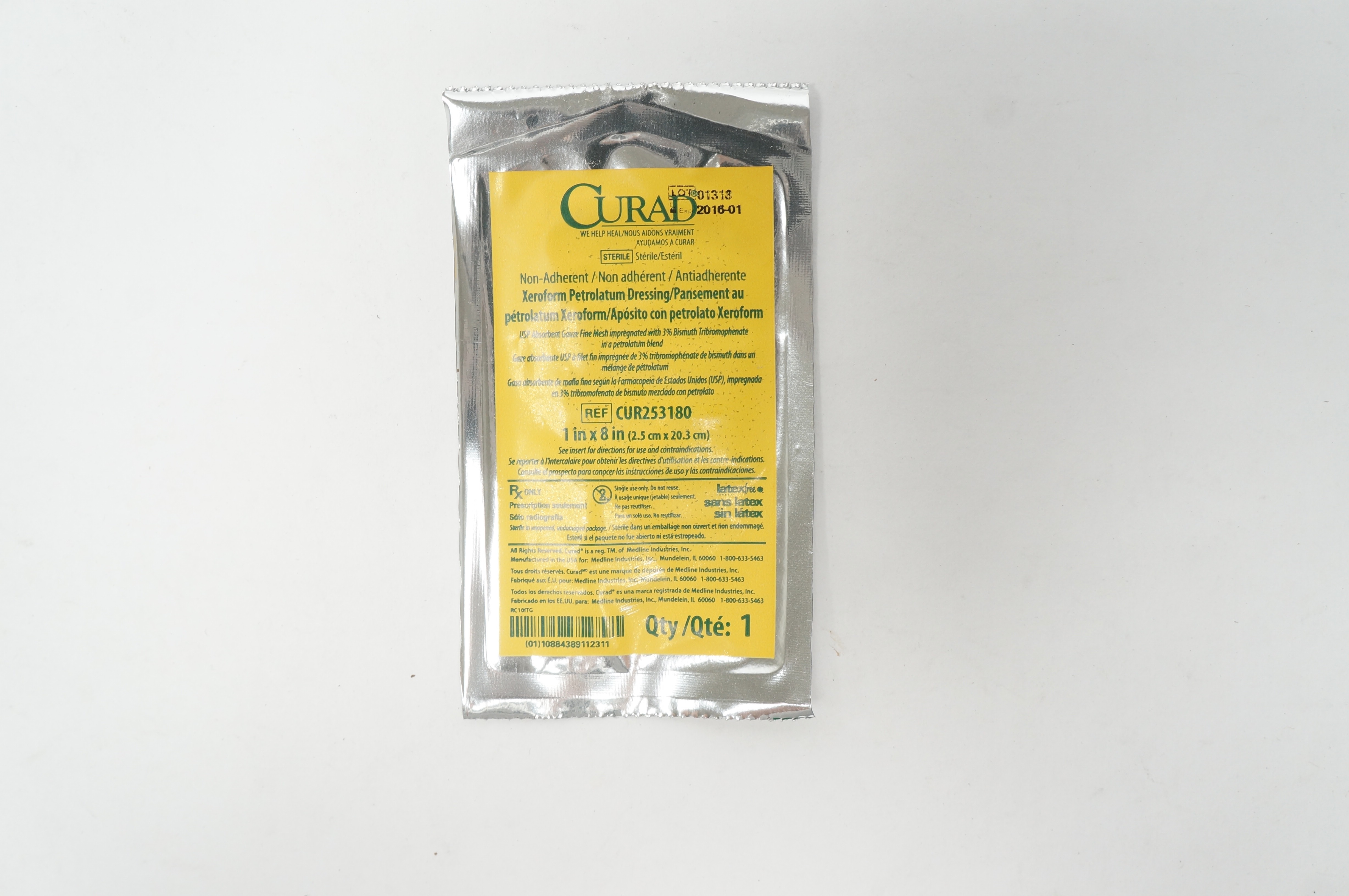 Medline CUR253180 Curad Xeroform Petrolatum Dressing 1 x 8inch (x)