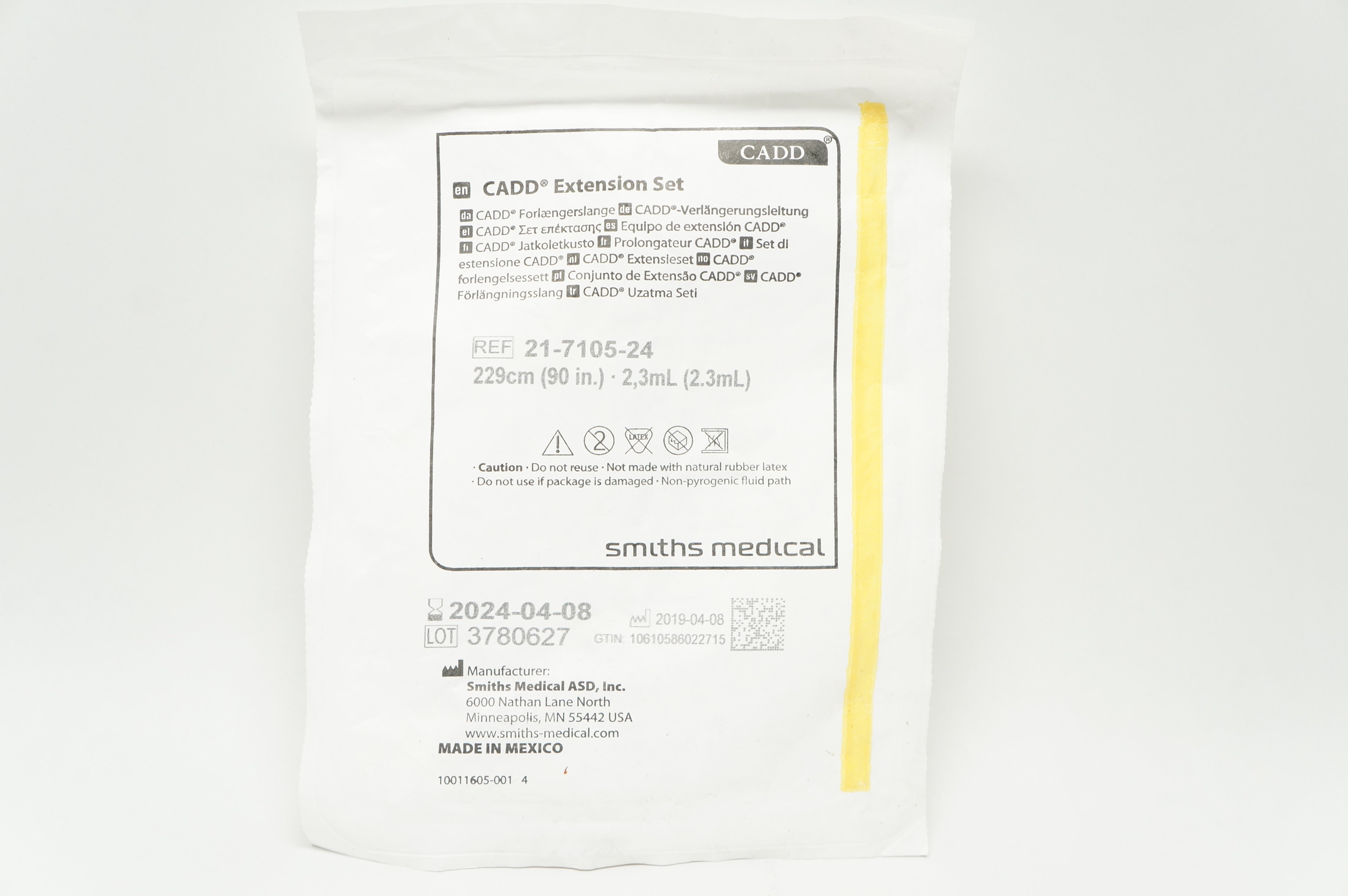Smiths Medical 21-7105-24 CADD Extension Set 90 inch x 2.3mL