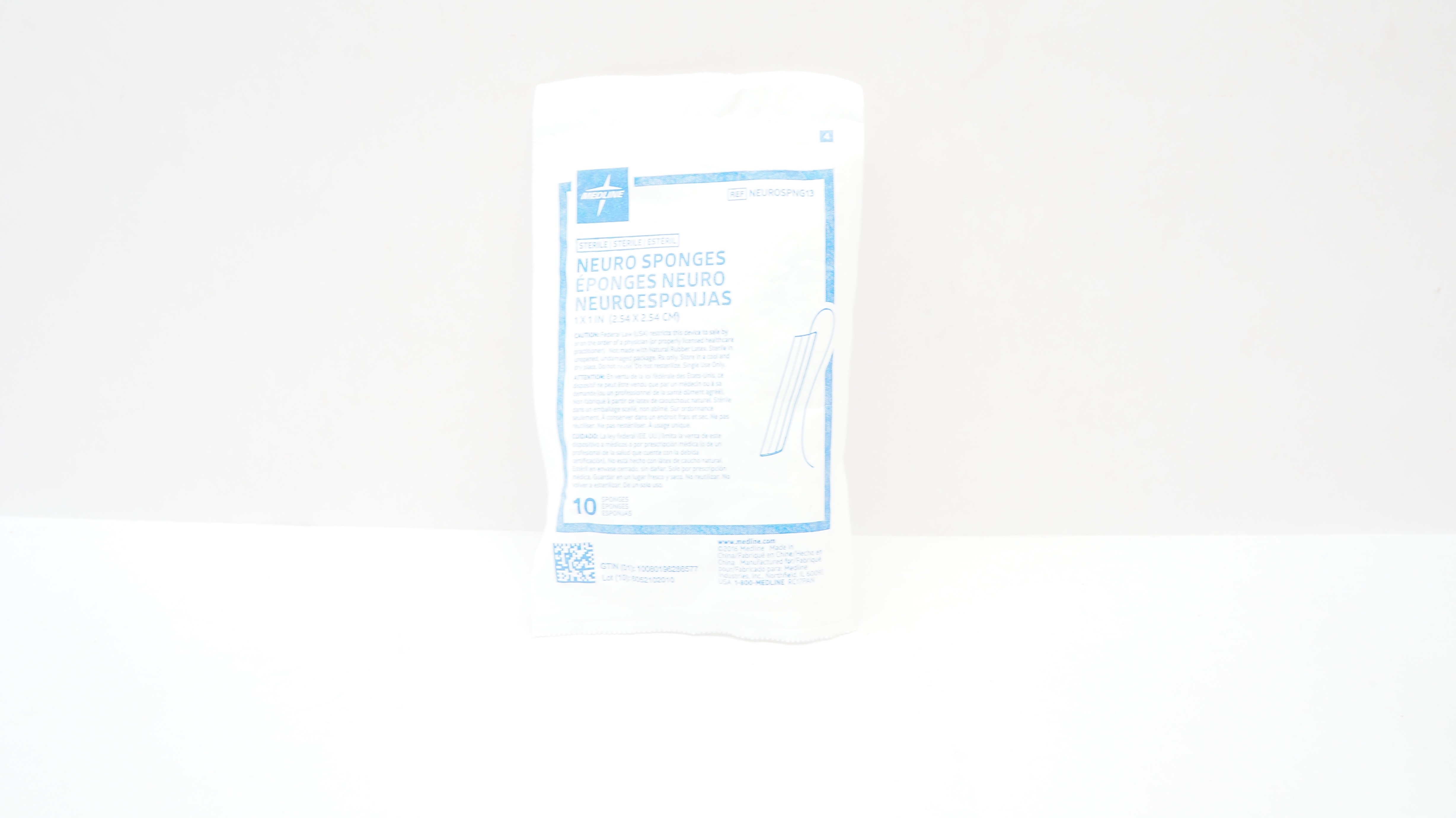Medline NEUROSPNG13 Neuro Sponges 1inch x 1inch - Pack of 10