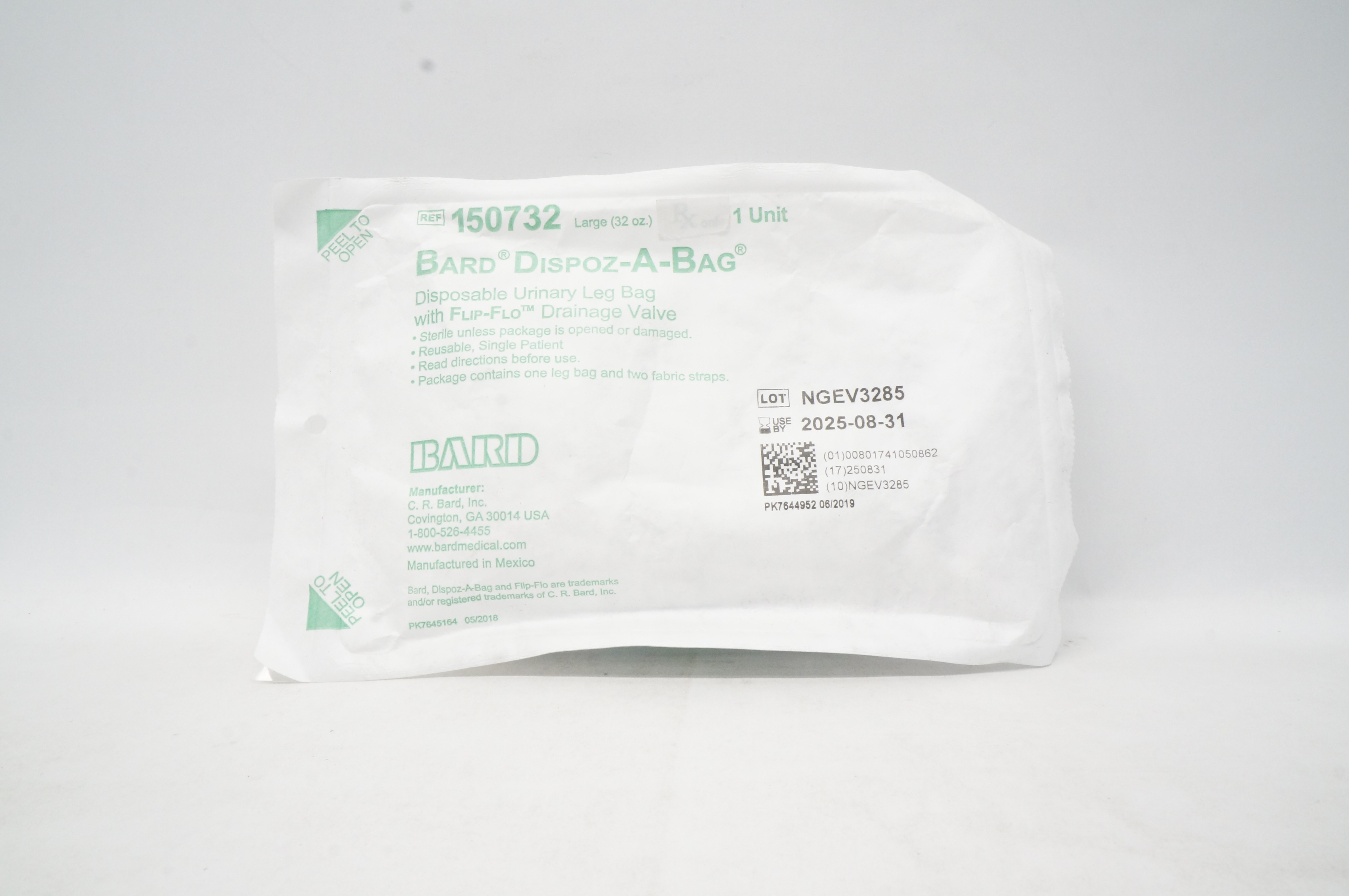 Bard 150732 Dispoz-A-Bag Disposable Urinary Leg Bag