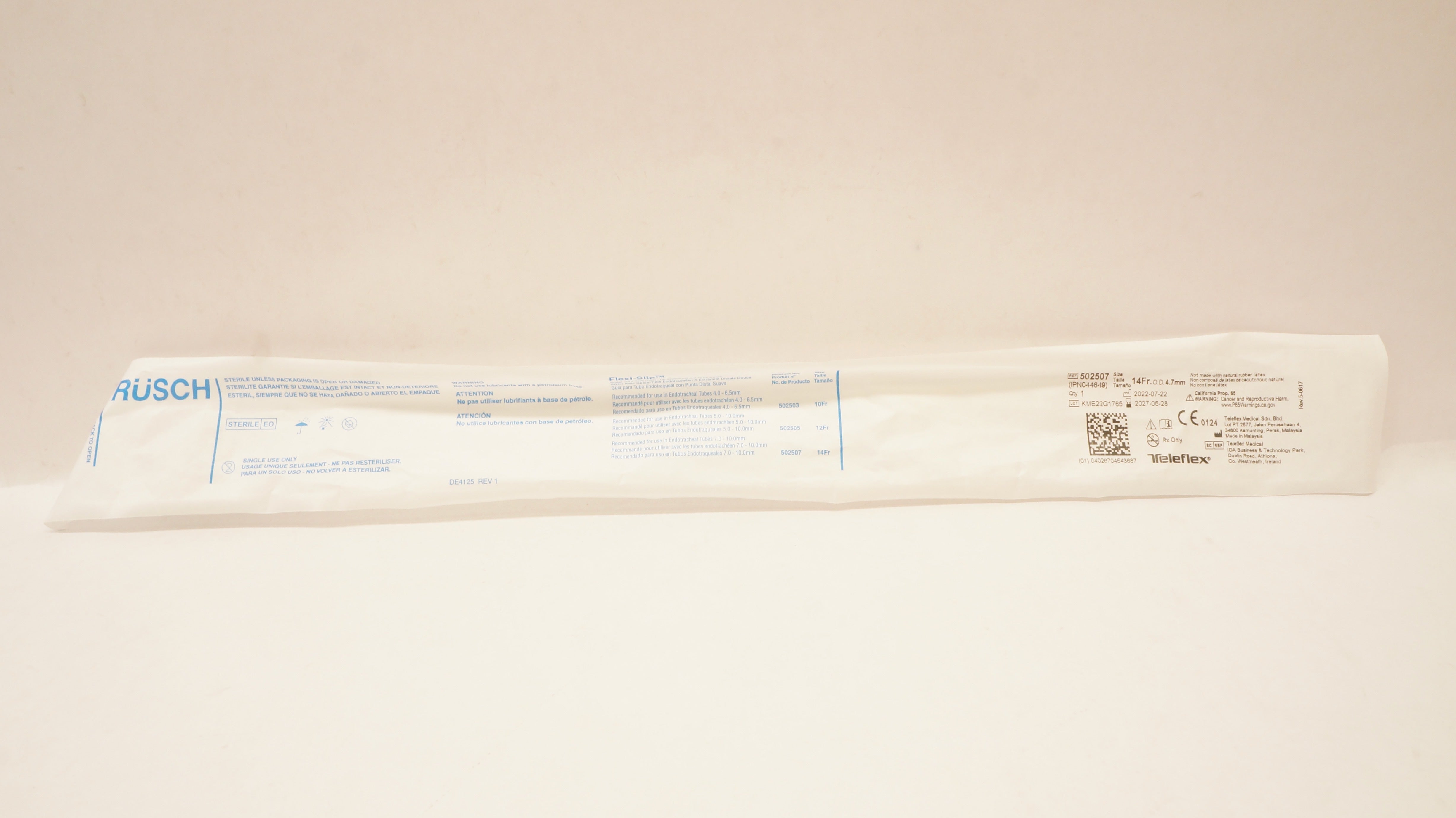 Teleflex 502507 Rusch Flexi-Slip Stylet With Soft Distal Tip 14Fr x 4.7mm OD