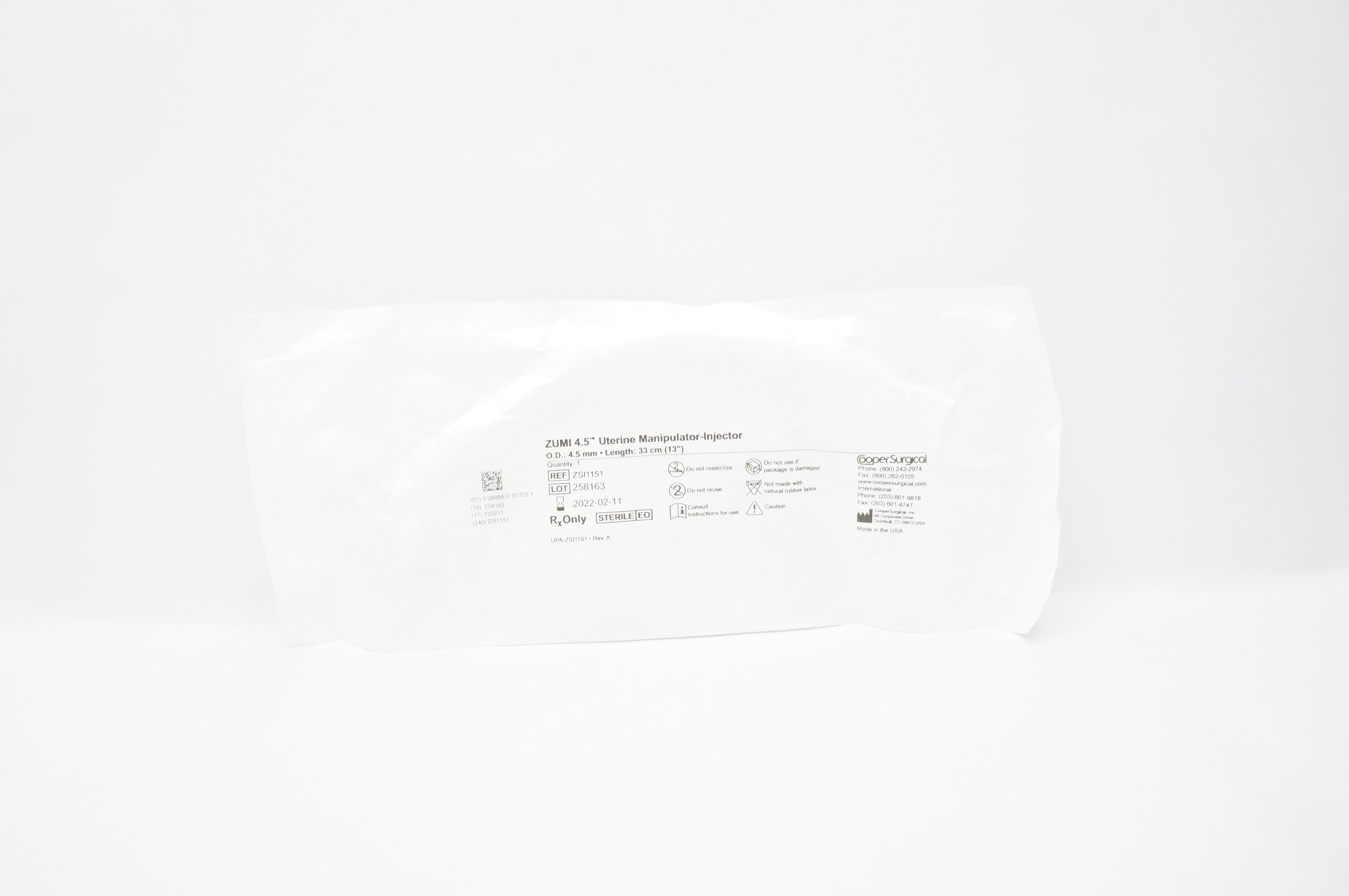 Cooper Surgical ZSI1151 Uterine Manipulator-Injector 4.5mm x 33cm (x)
