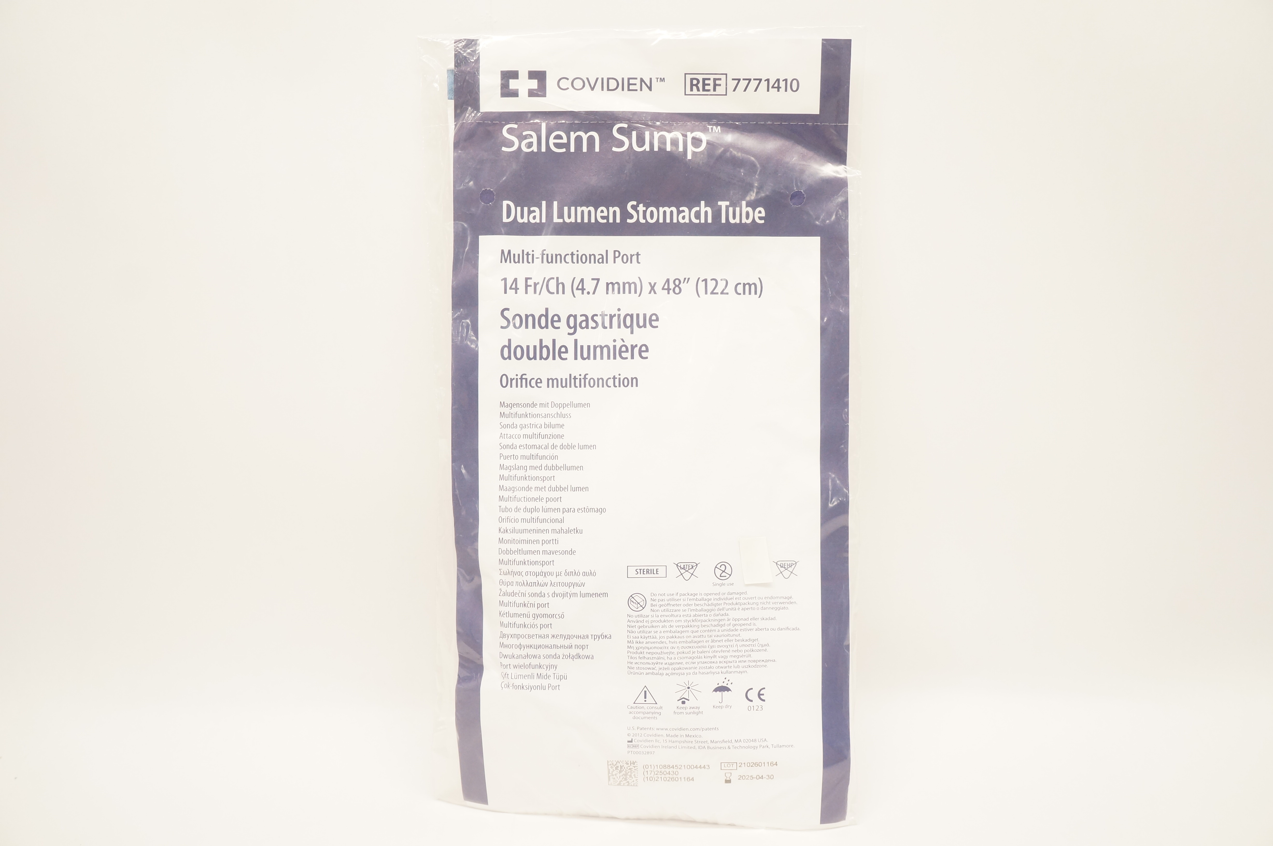Covidien 7771410 Salem Sump Dual Lumen Stomach Tube 14Fr/Ch x 48inch