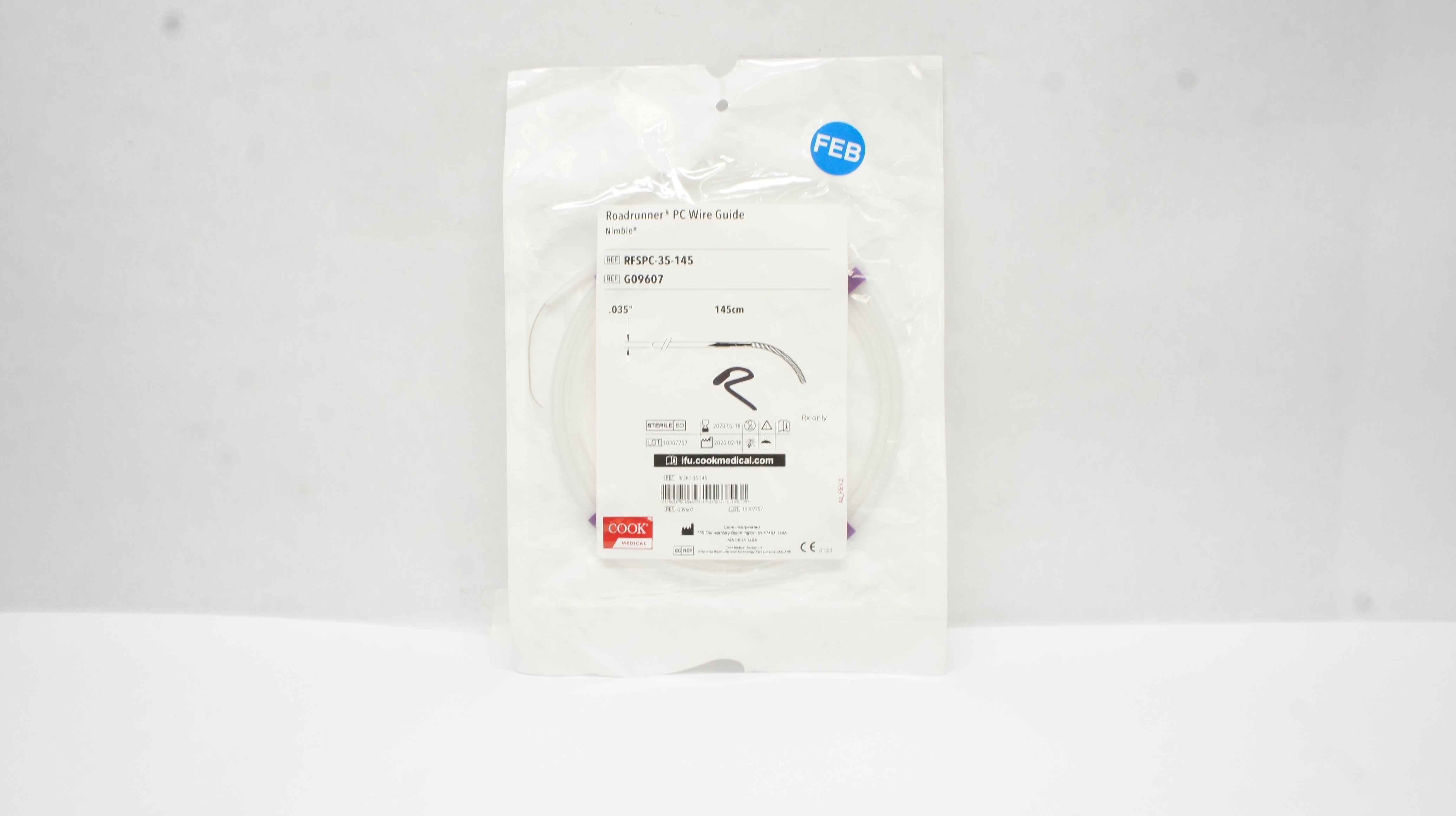 Cook Medical G09607 Roadrunner PC Wire Guide Nimble 035In x 145cm