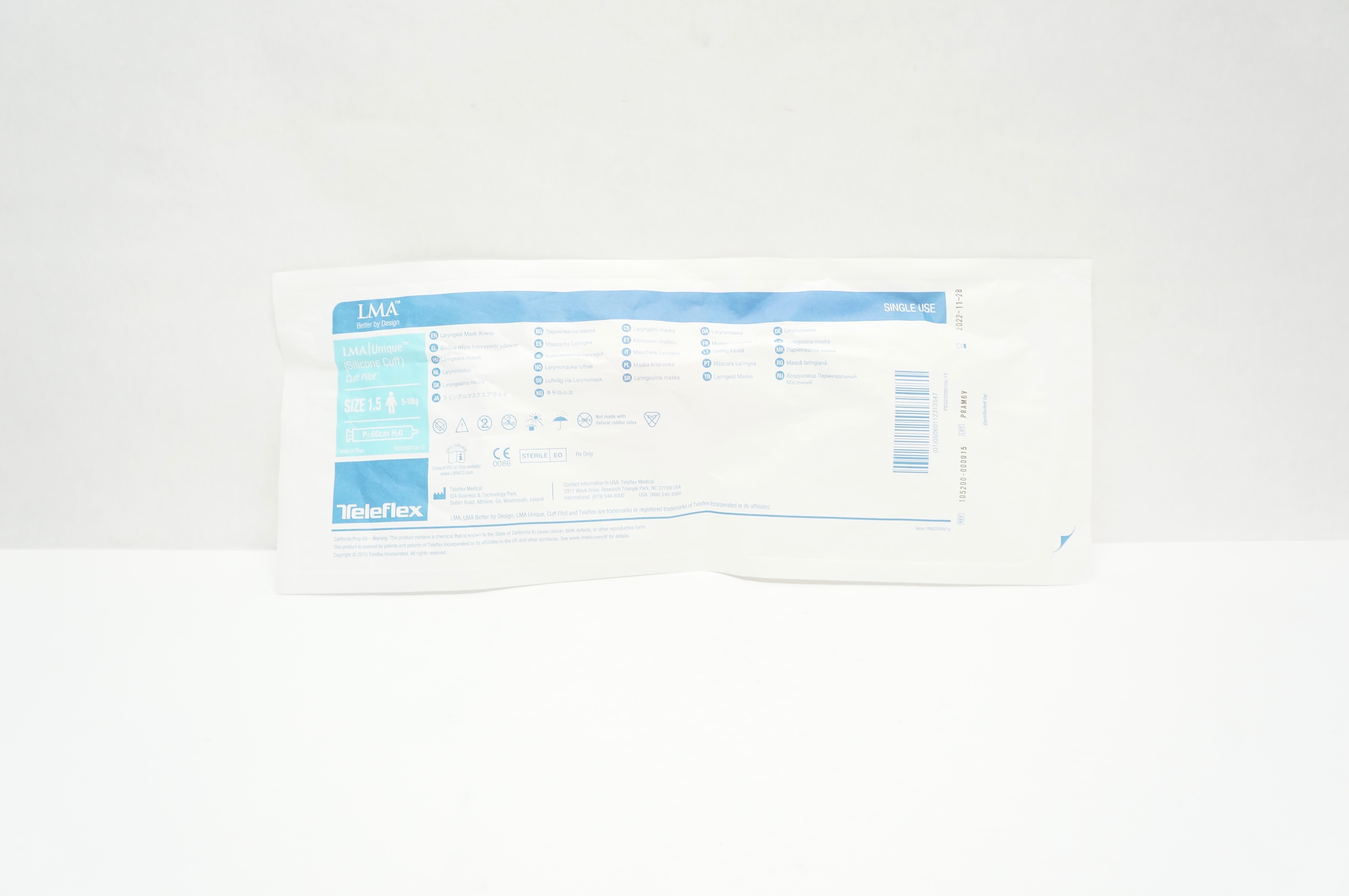 Teleflex 105200-000015 LMA Unique Cuff Pilot Size 1.5, 5-10kg, P≤60cm H2O (x)