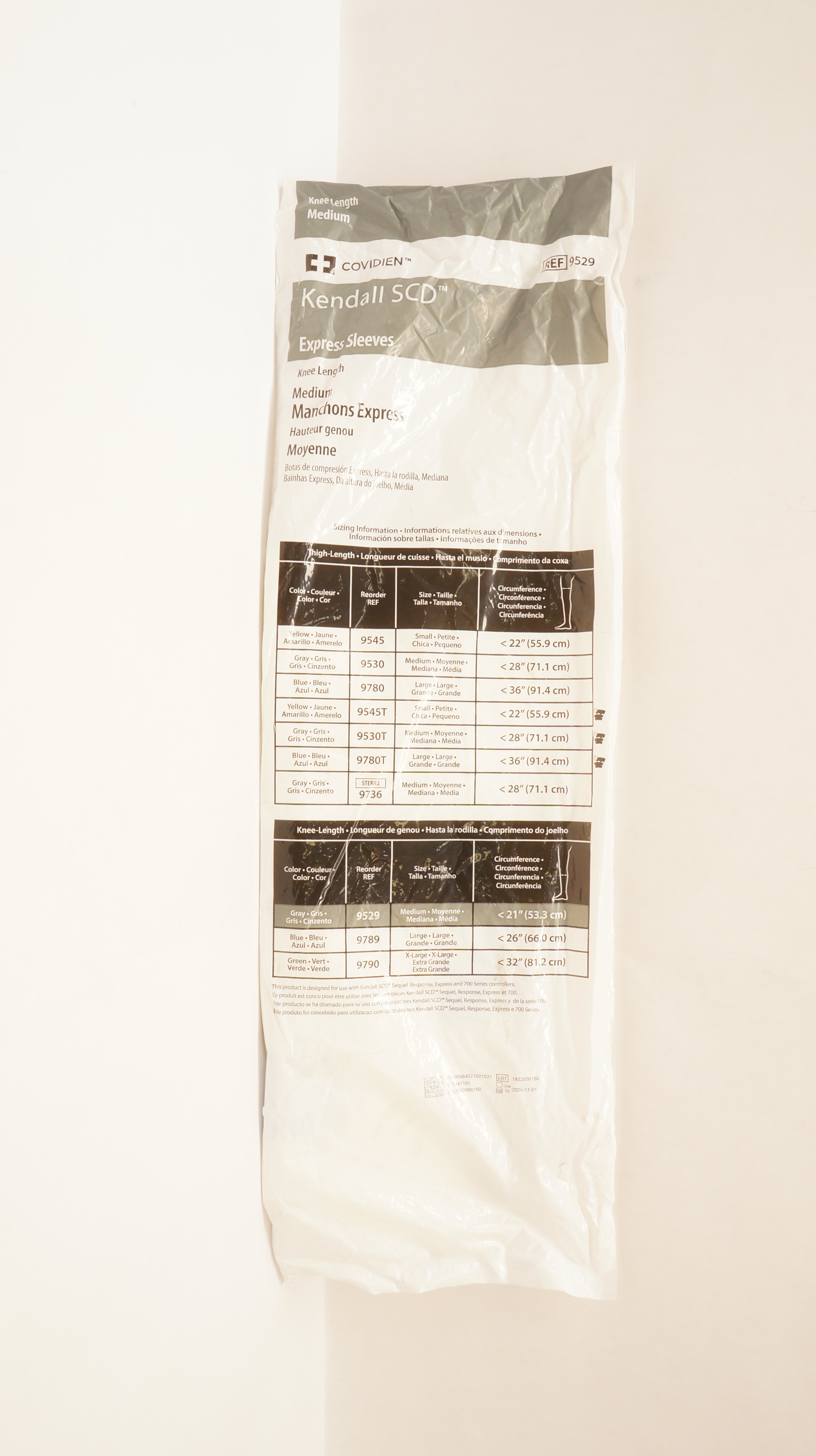 Covidien 9529 Kendall SCD Express Sleeves Knee Length Medium < 21 inch