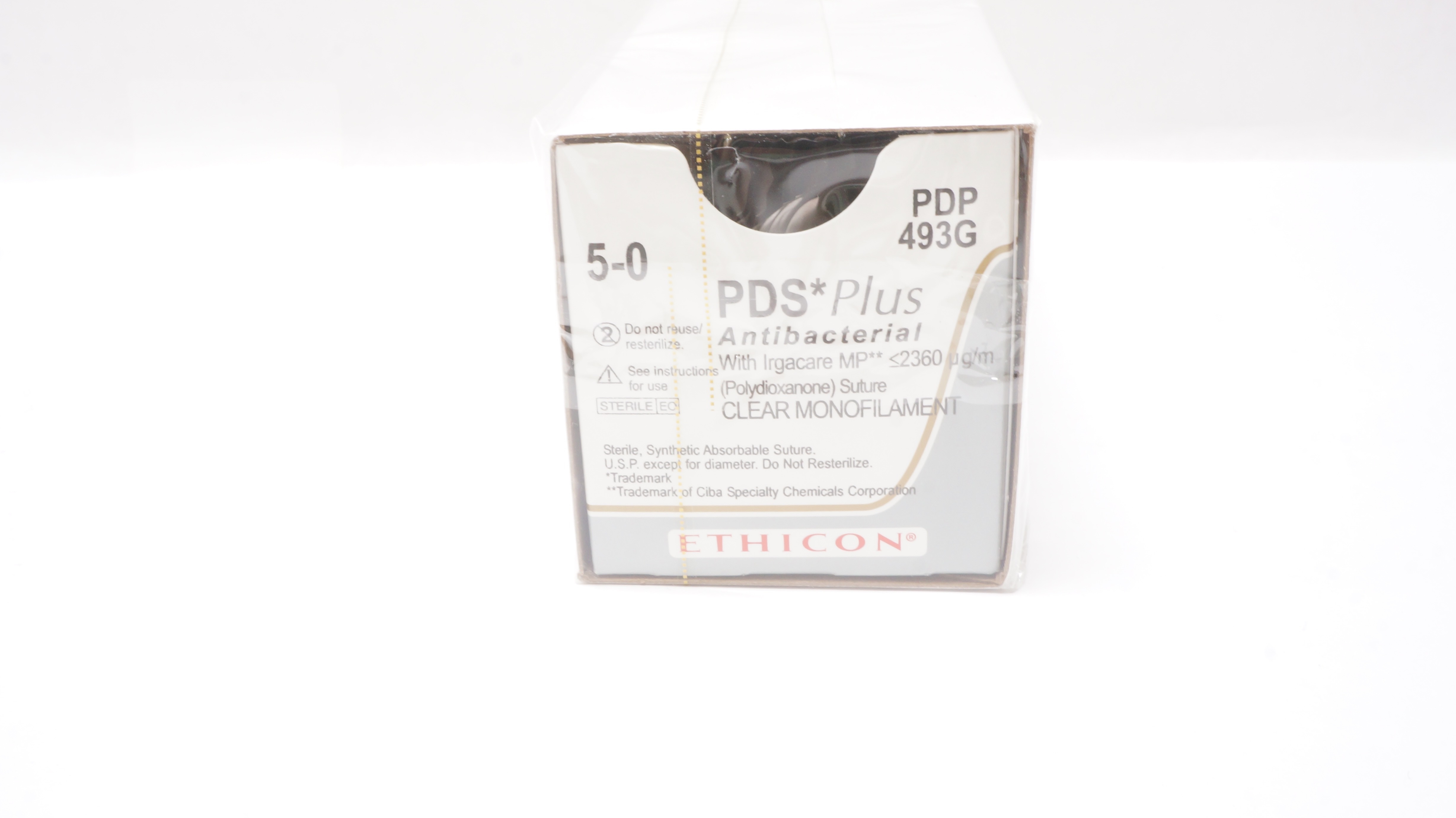 Ethicon PDP493G 5-0 PDS+ Polvdioxanone Stre P-3 13mm 3/8c Ndles 8In-Box of 12(x)