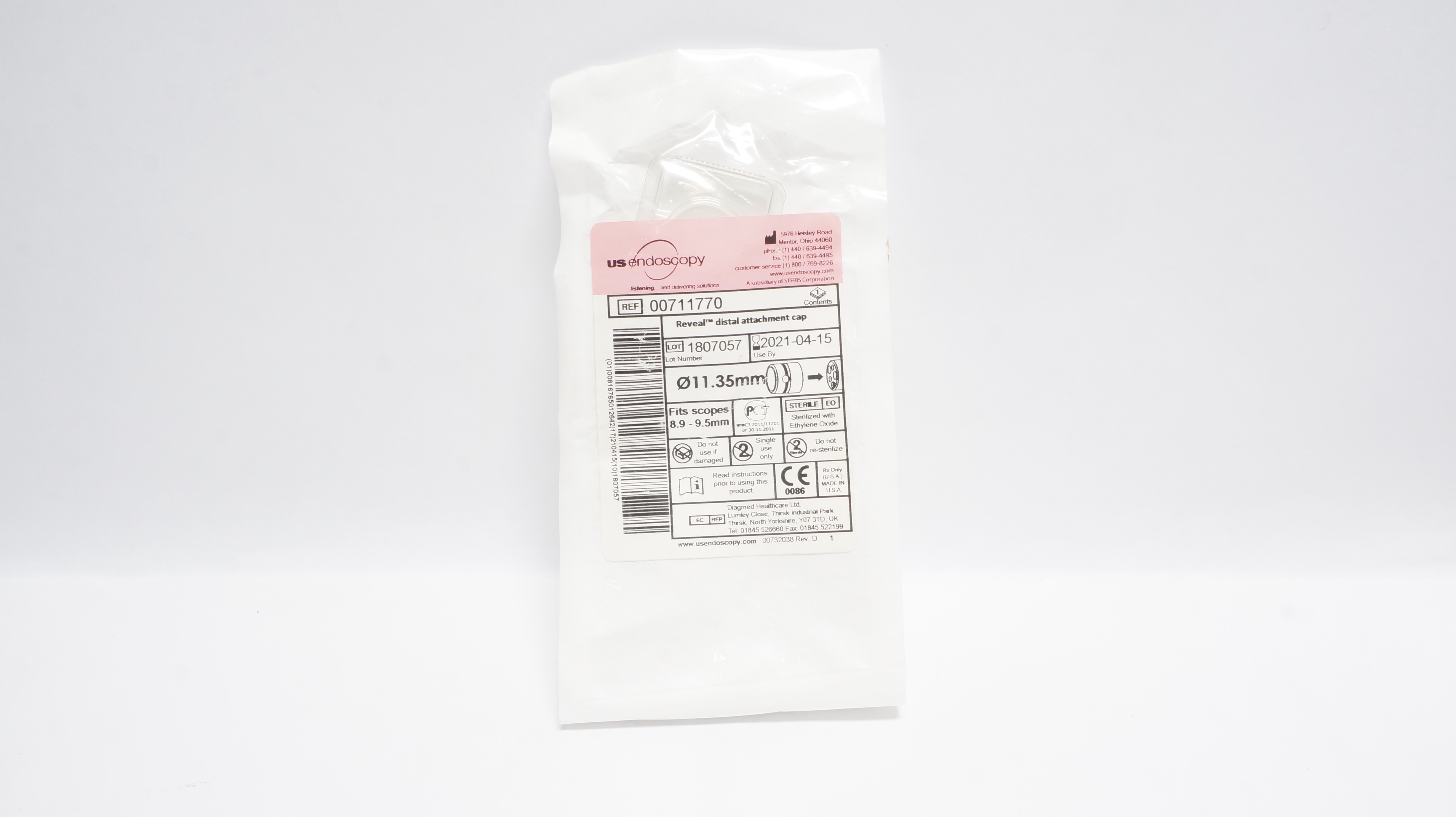 US Endoscopy 00711770 Reveal Distal Attachment Cap 11.35mm / Fits 8.9-9.5mm (x)
