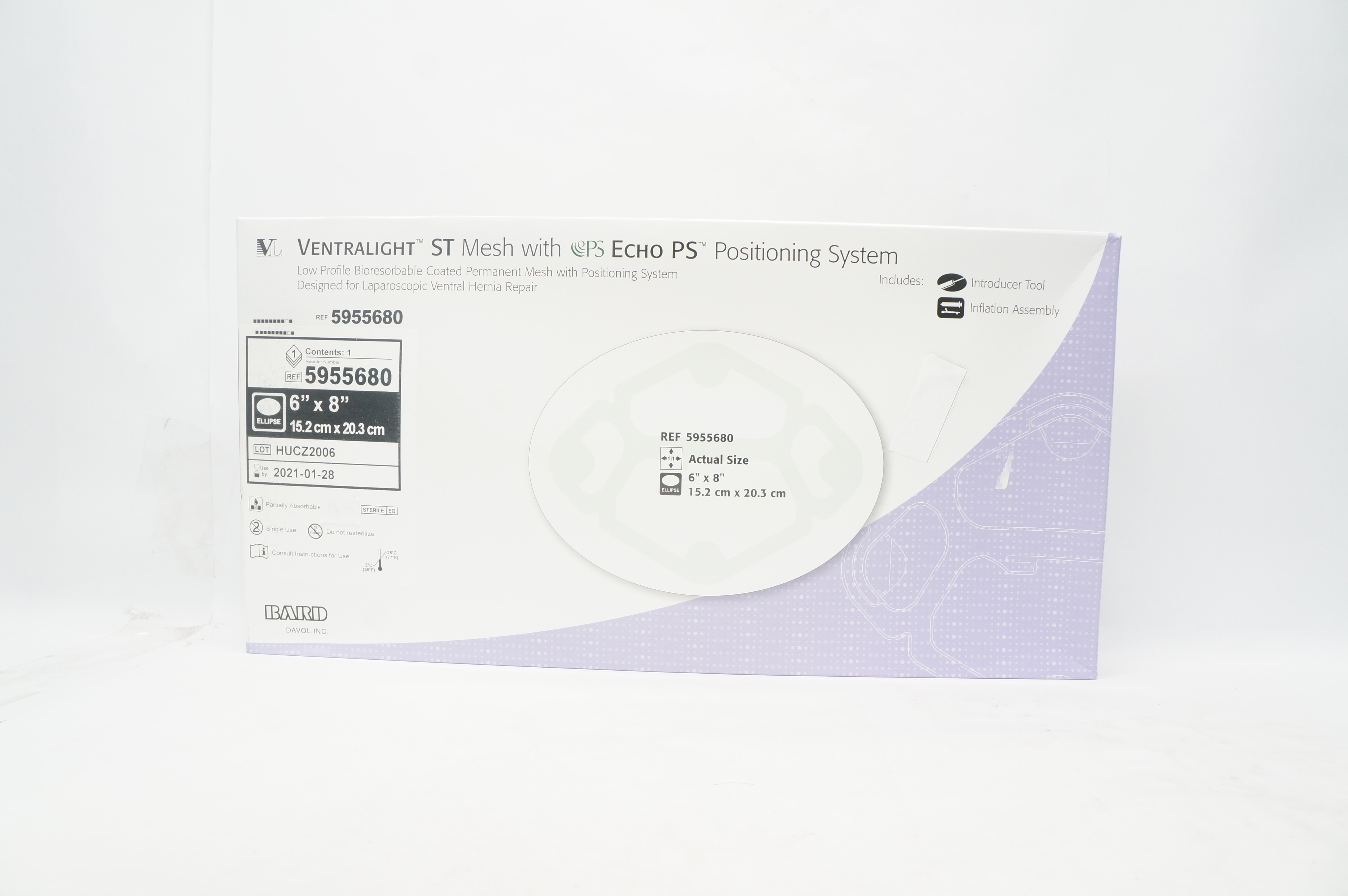 Bard 5955680 Ventralight ST Mesh With Echo PS Positioning System 6 x 8 inch (x)