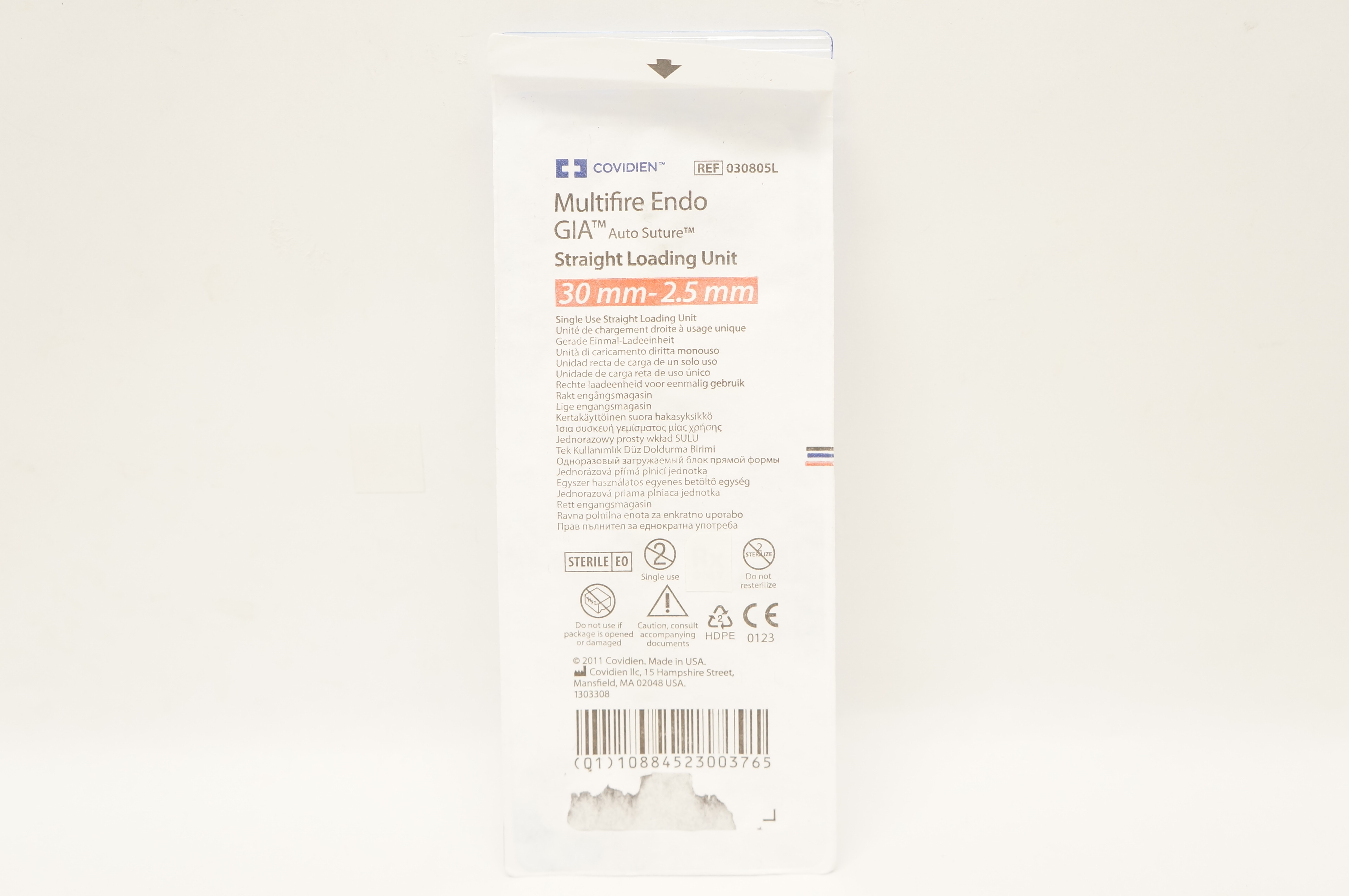 Covidien 030805L Multifire Endo GIA Auto Suture Straight Loading Unit 30mm-2.5mm
