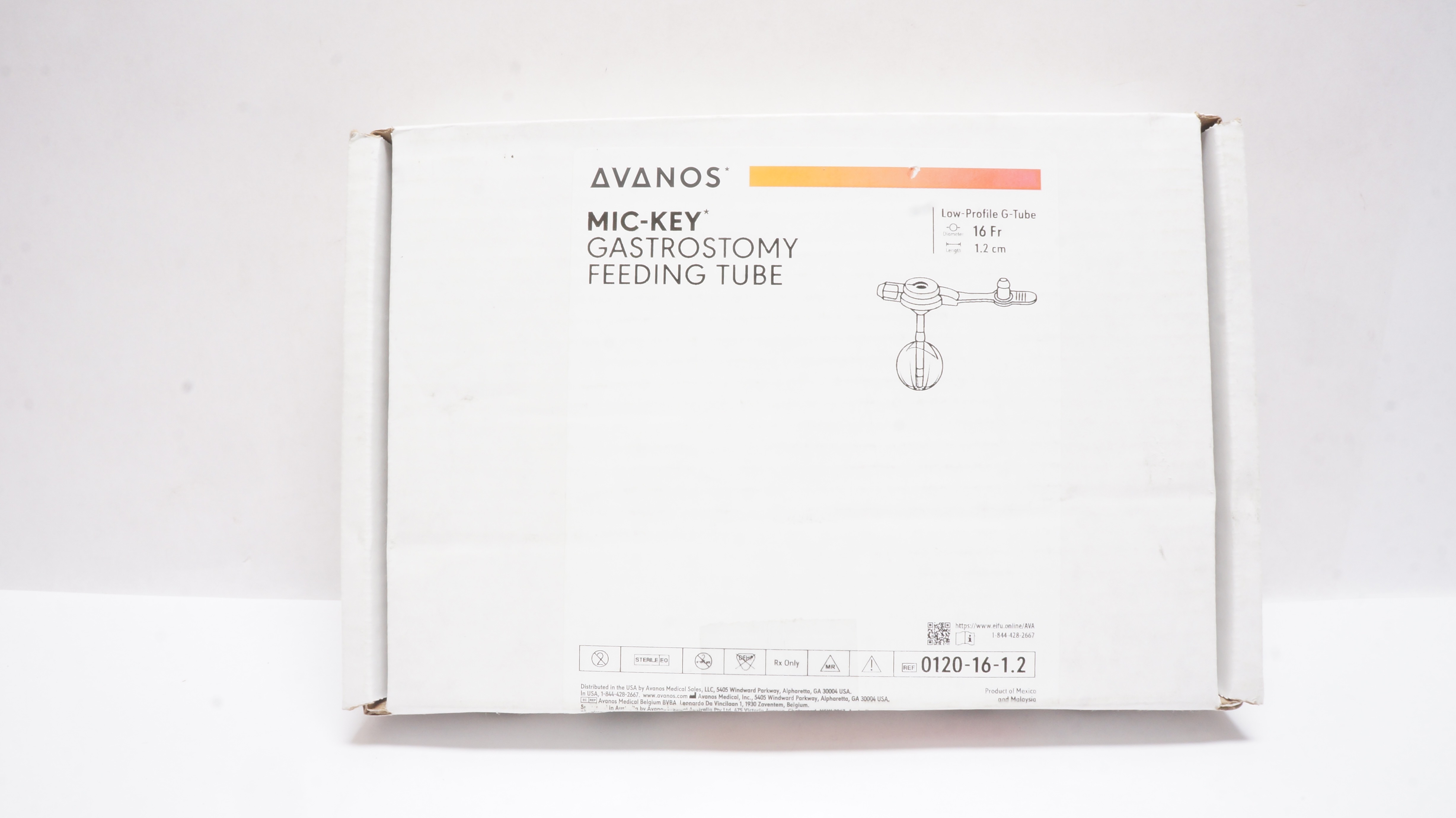 Avanos 0120-16-1.2 MIC-KEY Gastrostomy Feeding Low-Profile G-Tube 16Fr x 1.2cm