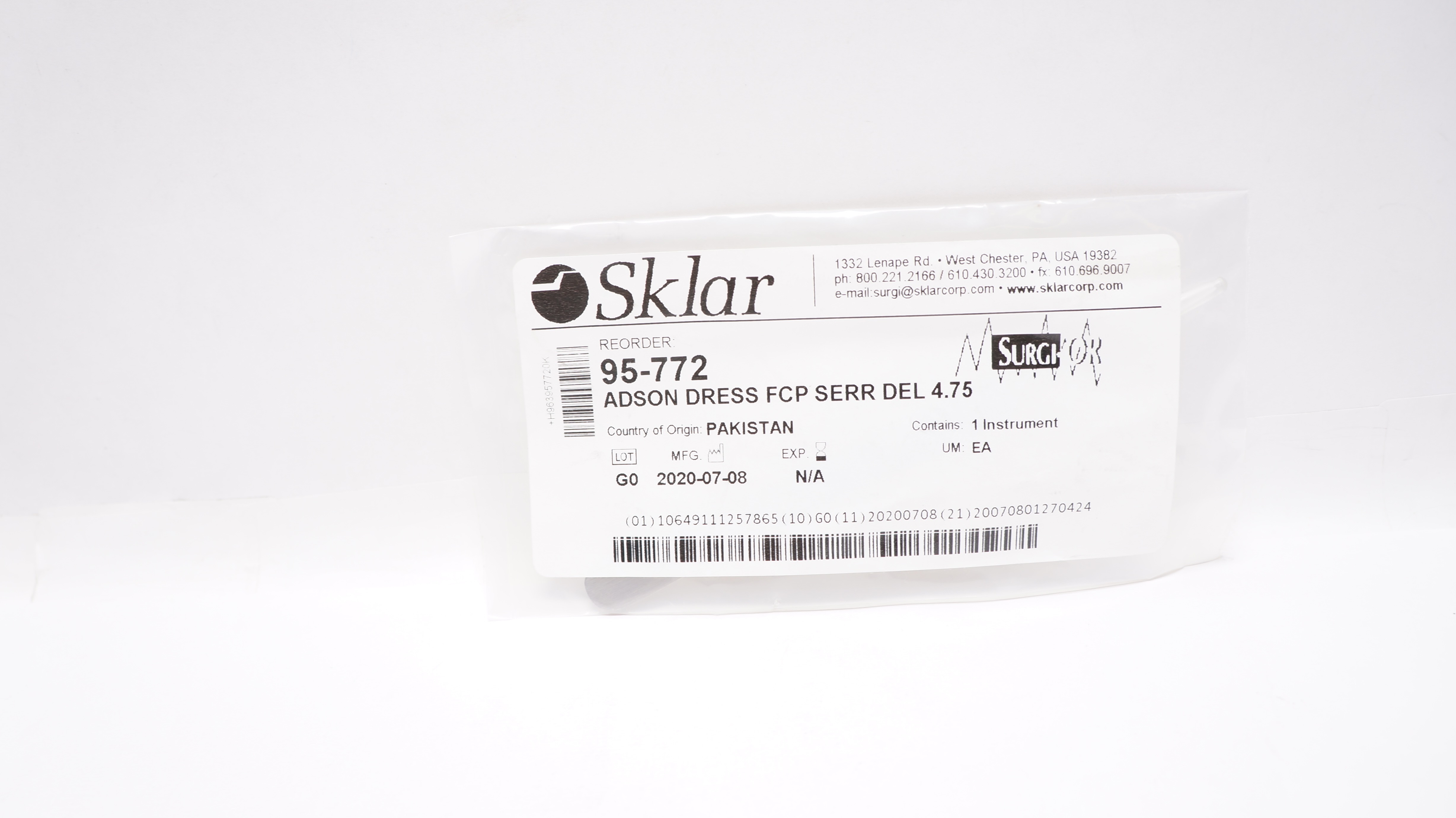 Sklar 95-772 Adson Dress FCP Serr Del 4.75