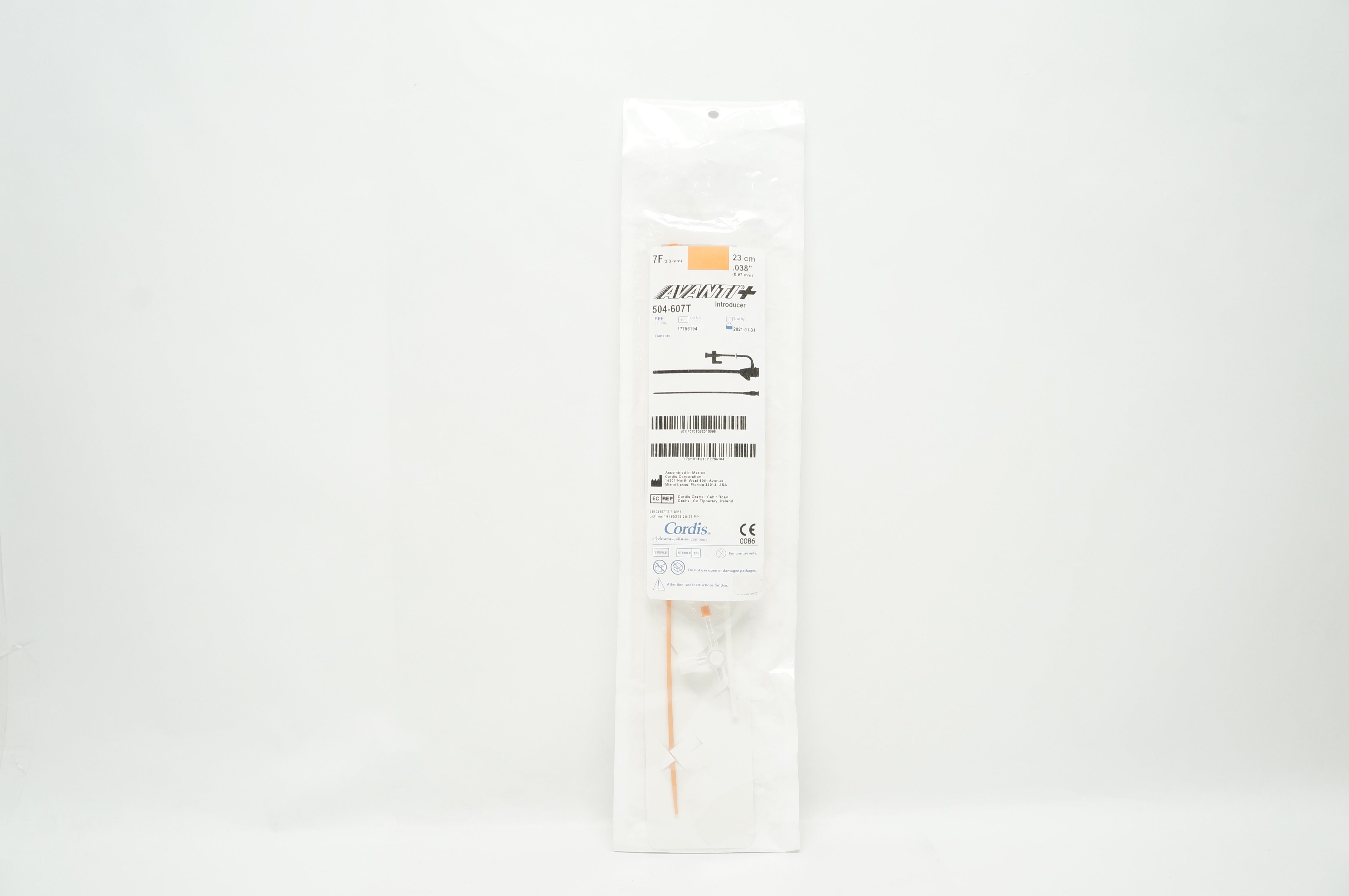 Cordis 504-607T Avanti+ Introducer 7F x .038inch (x)
