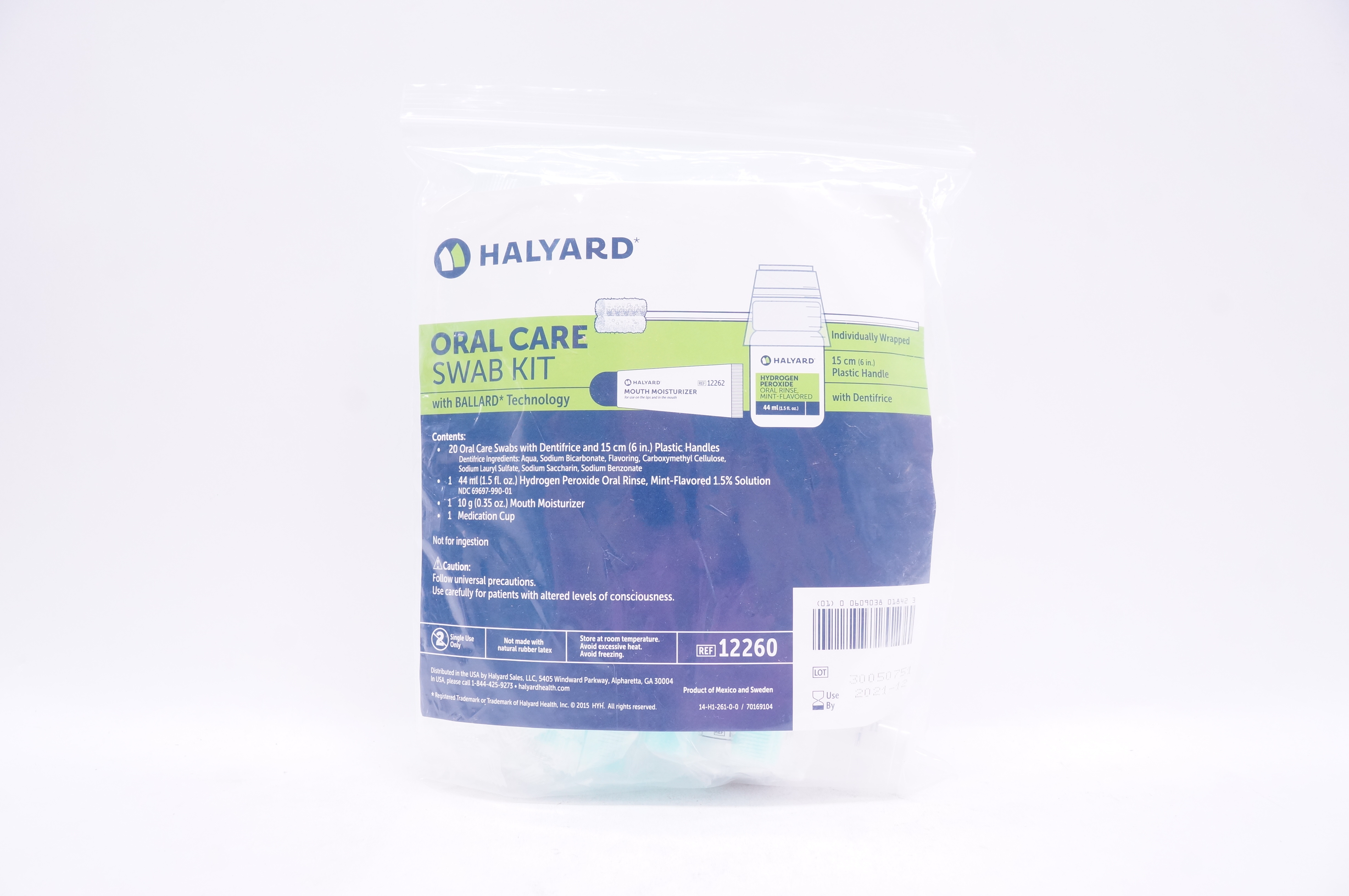 Halyard 12260 Oral Care Swab Kit with Ballard Technology 6 inch
