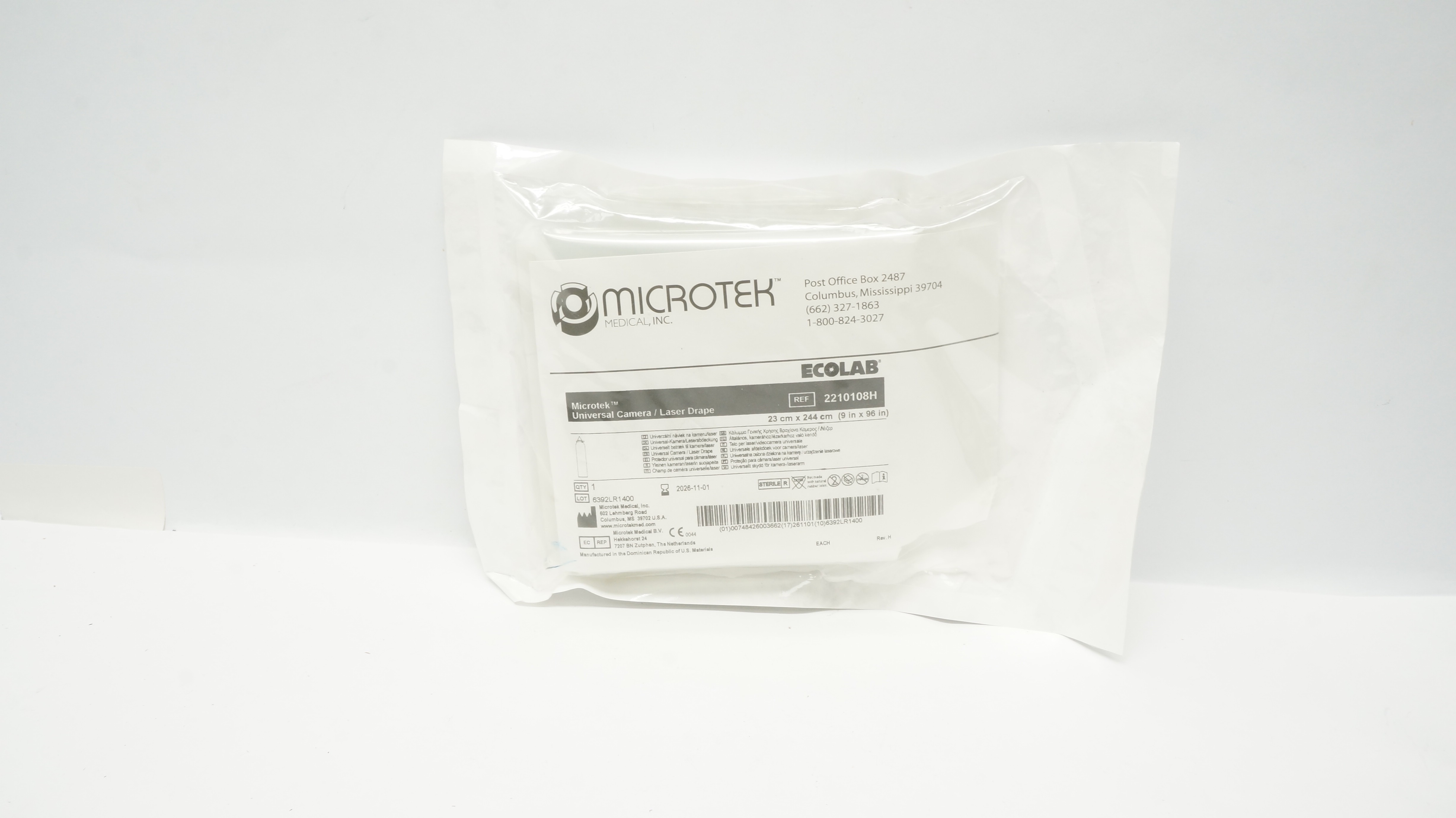 Microtek 2210108H Ecolab Universal Camera/Laser Drape 9inch x 96inch