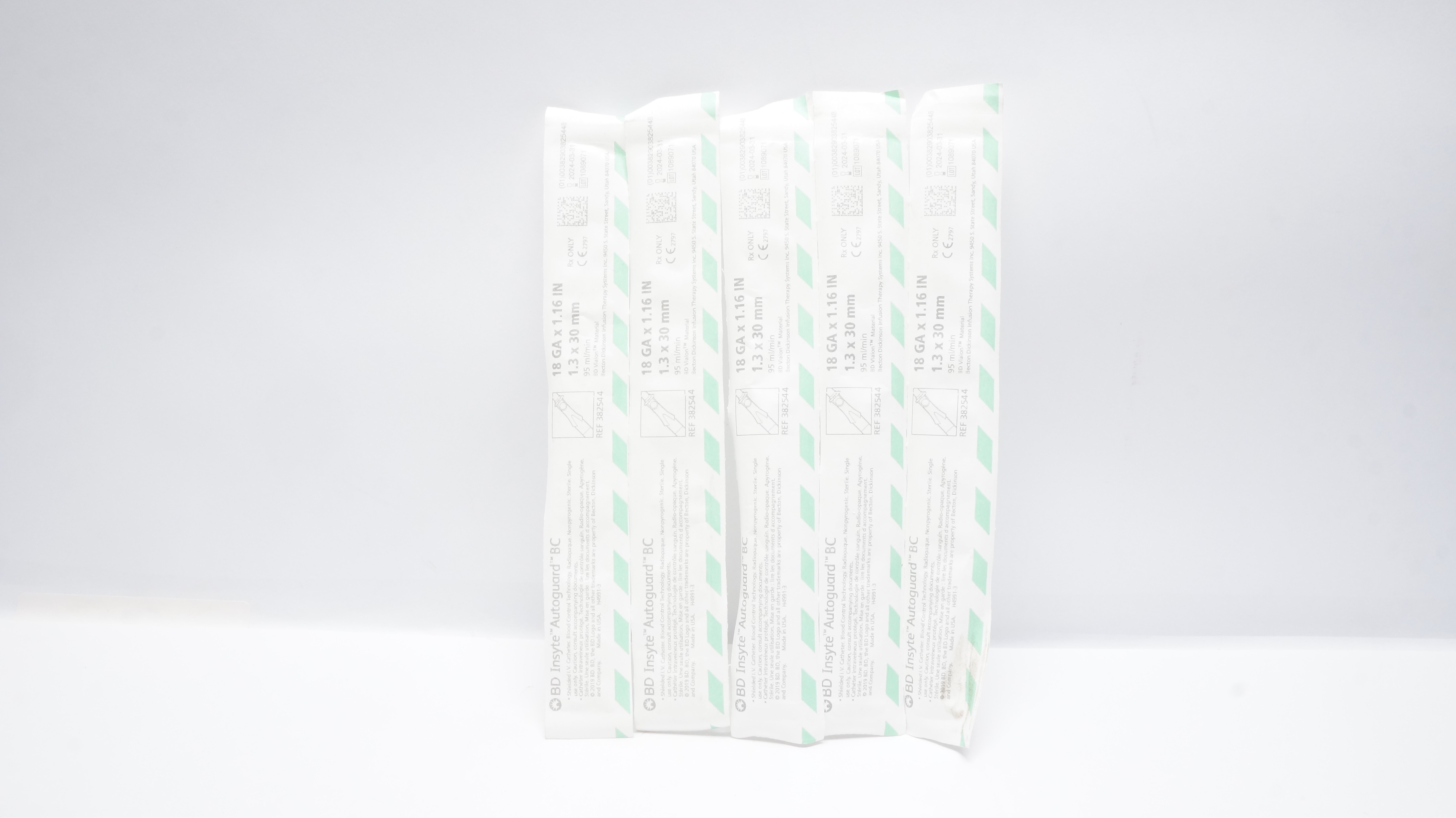 BD 382544 Insyte Autoguard BC Shielded IV Cath 18G x 1.16in 95mL/min(x)-Lot of 5