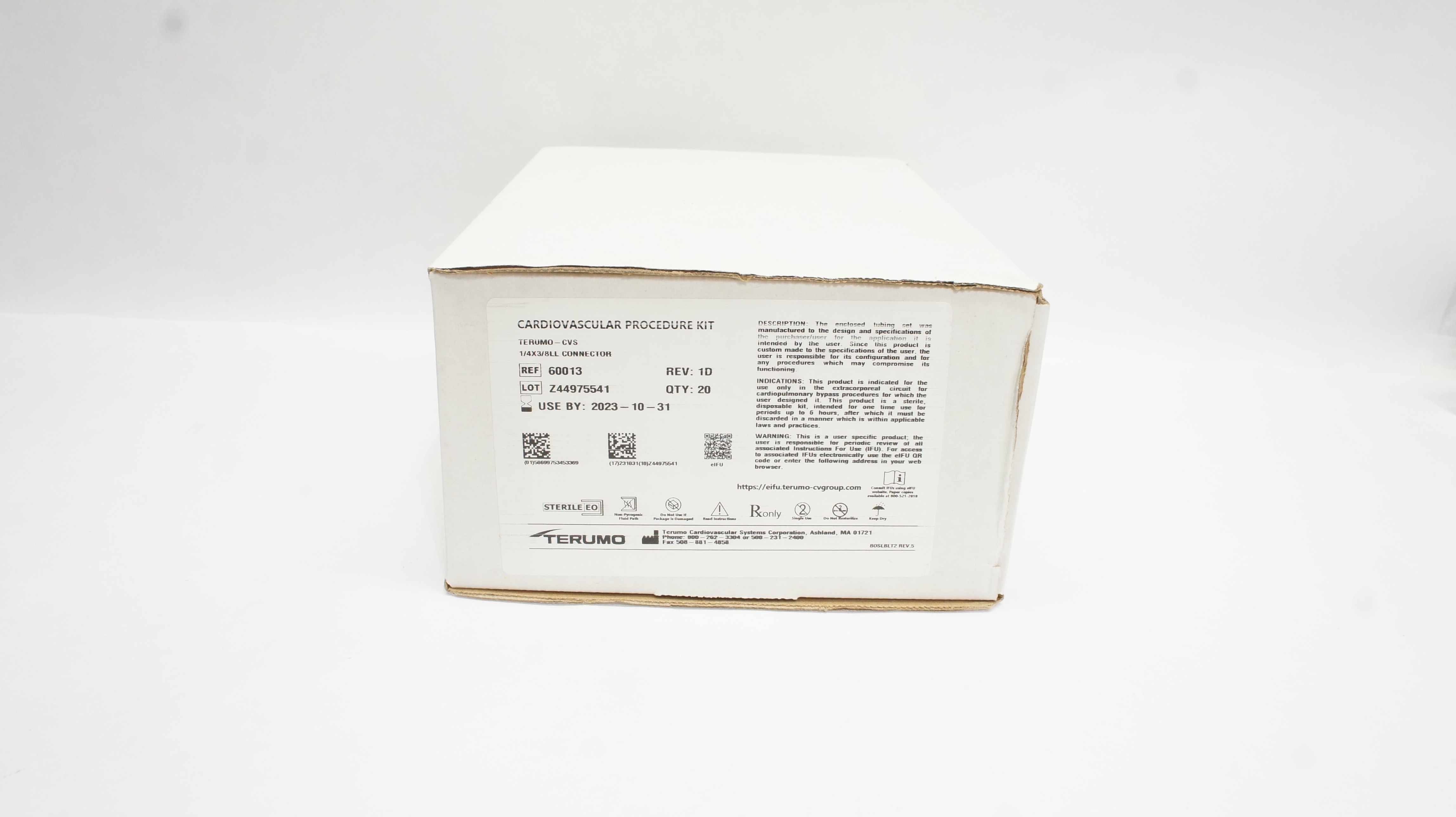 Terumo 60013 Cardiovascular Procedure Kit 1/4 x 3/8LL (x) - Box of 20