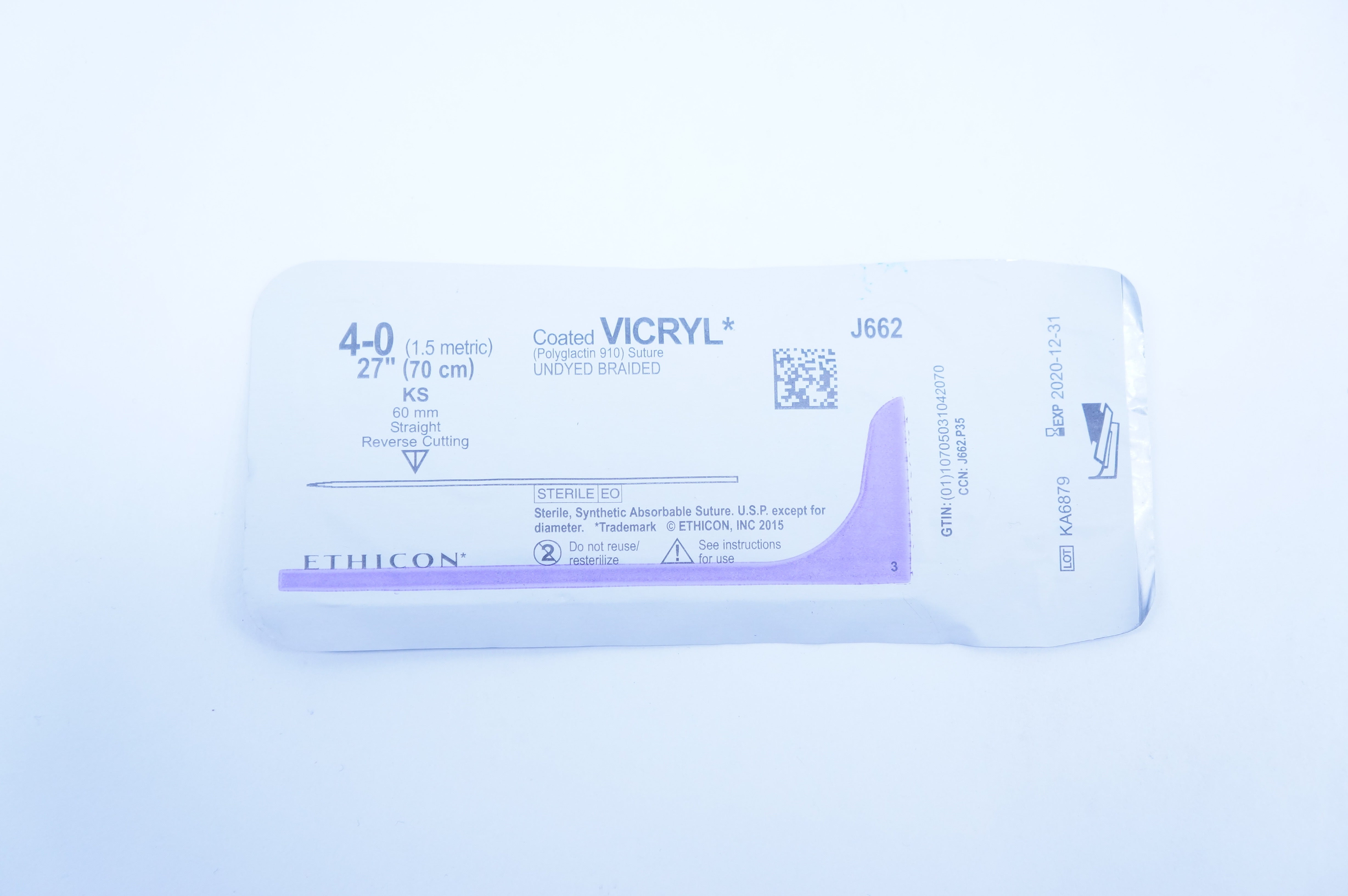 Ethicon J662 4-0 Vicryl Stre. Undyed Braided 27inch, KS 60mm (x)