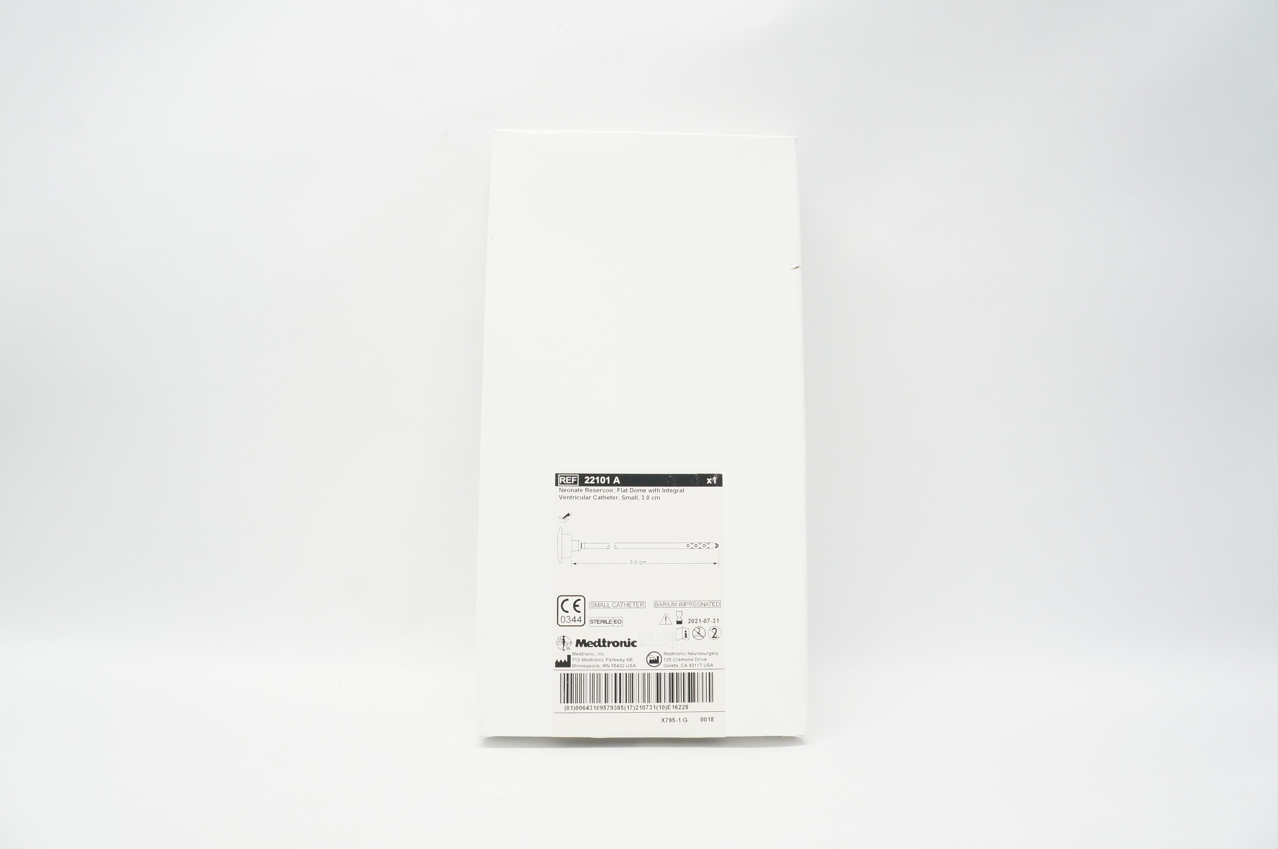 Medtronic 22101 A Neonate Reservoir, w/ Integral Ventricular Cath. Small, 3.0cm
