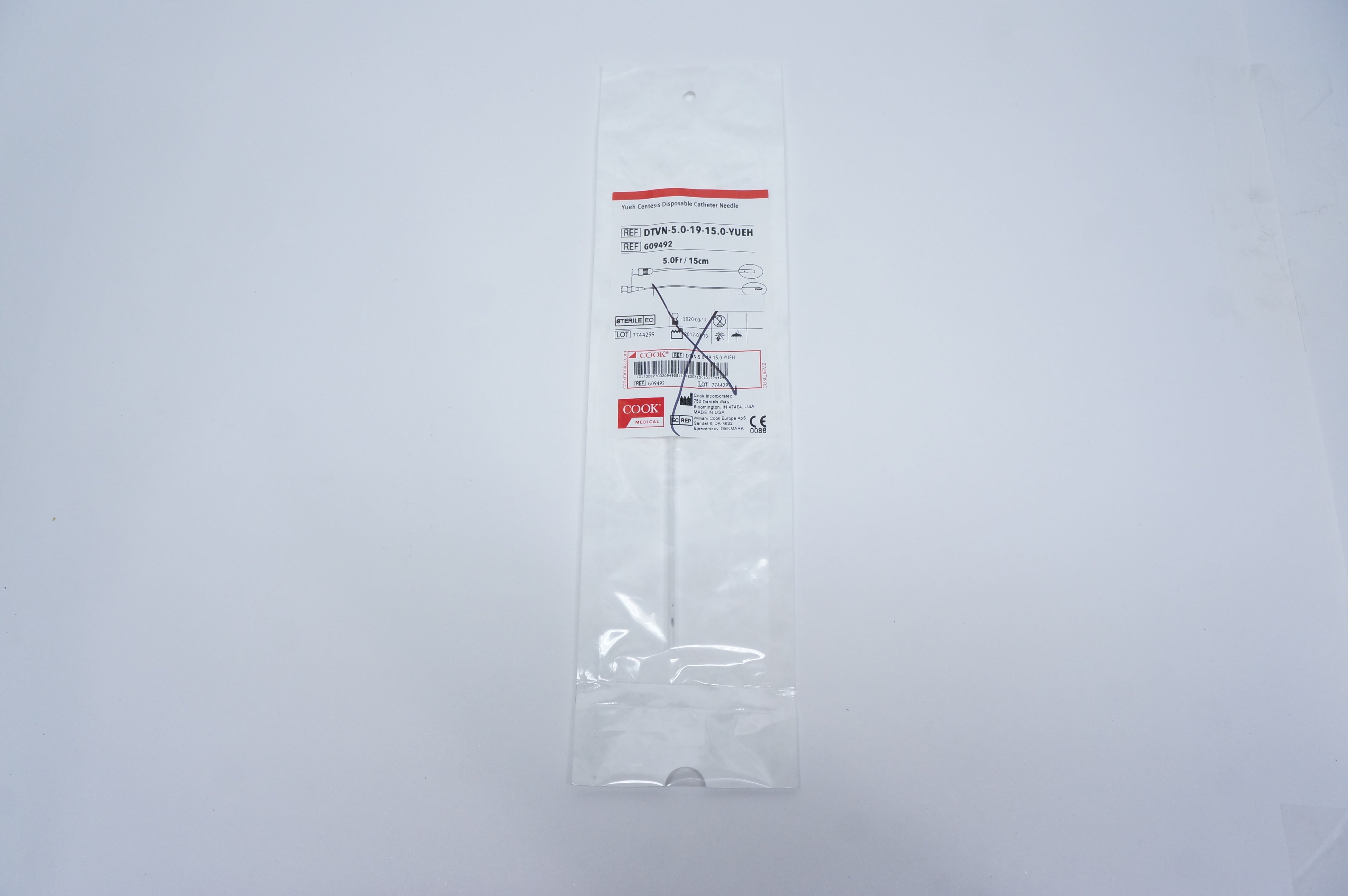 Cook Medical G09492 Yueh Centesis Disposable Cath. Ndle 5.0Fr. (x)