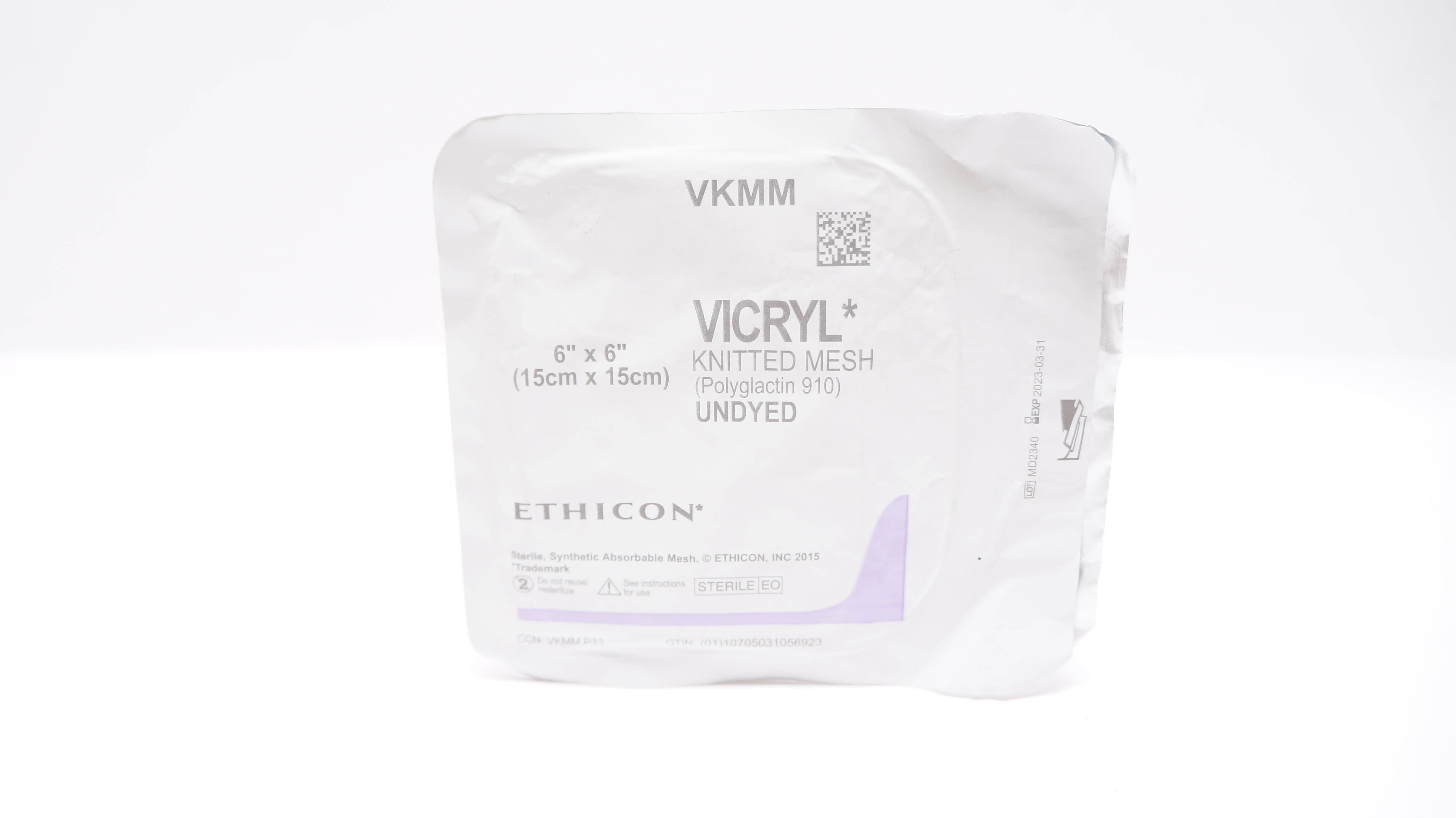 Ethicon VKMM VICRYL Knitted Mesh Undyed Stre. 6 x 6 inch (x)