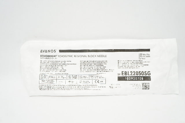 Avanos EBL22050SG EchoBright Echogenic Regional Block Ndle 22Ga x 2inch