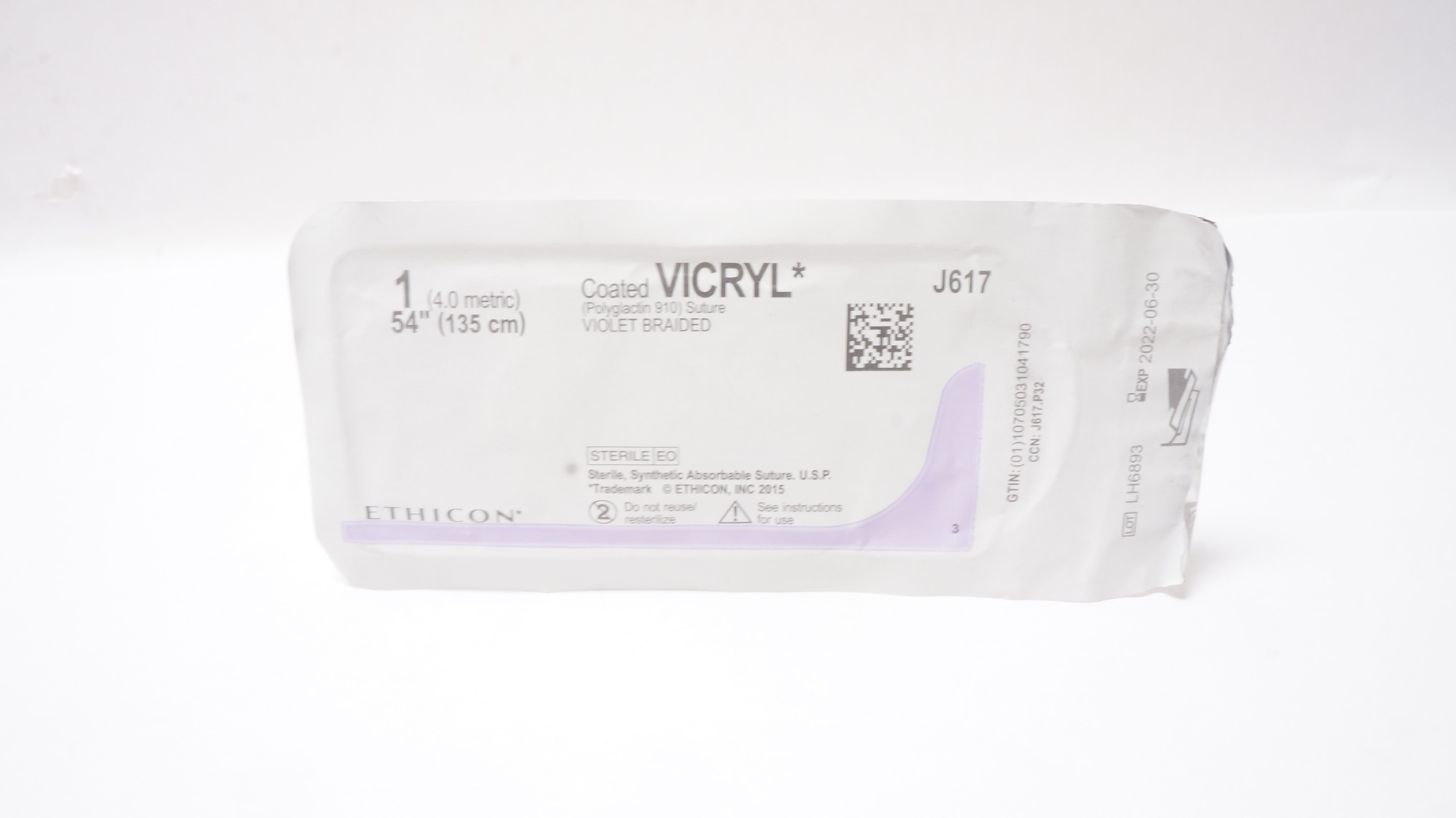 Ethicon J617 1 Coated VICRYL Polyglactin 910 Stre Violet Braided, 54inch (x)