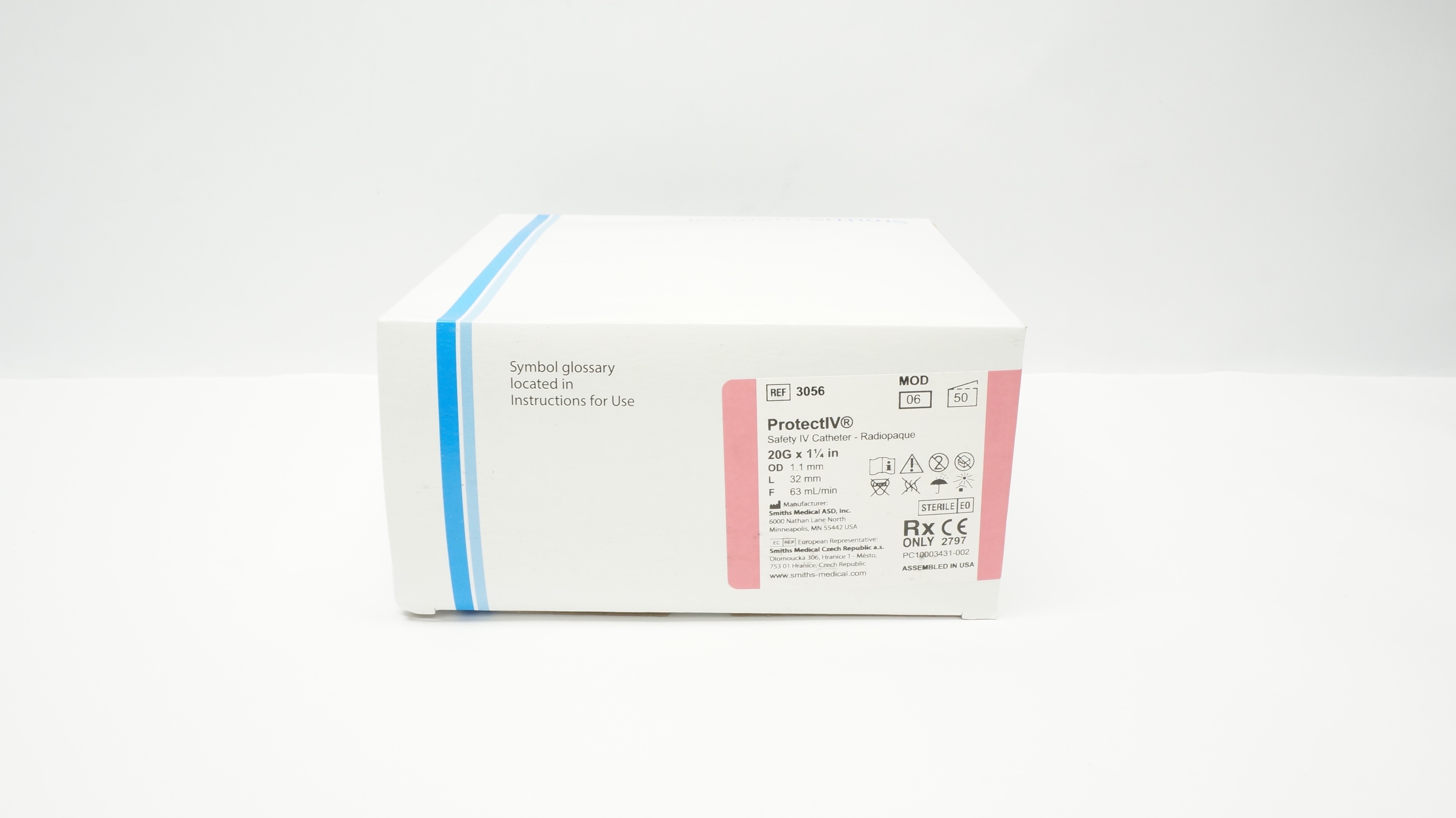 Smiths Medical 3056 JELCO ProtectIV Safety IV Cath. 20G x 1-1/4in(x) - Box of 50
