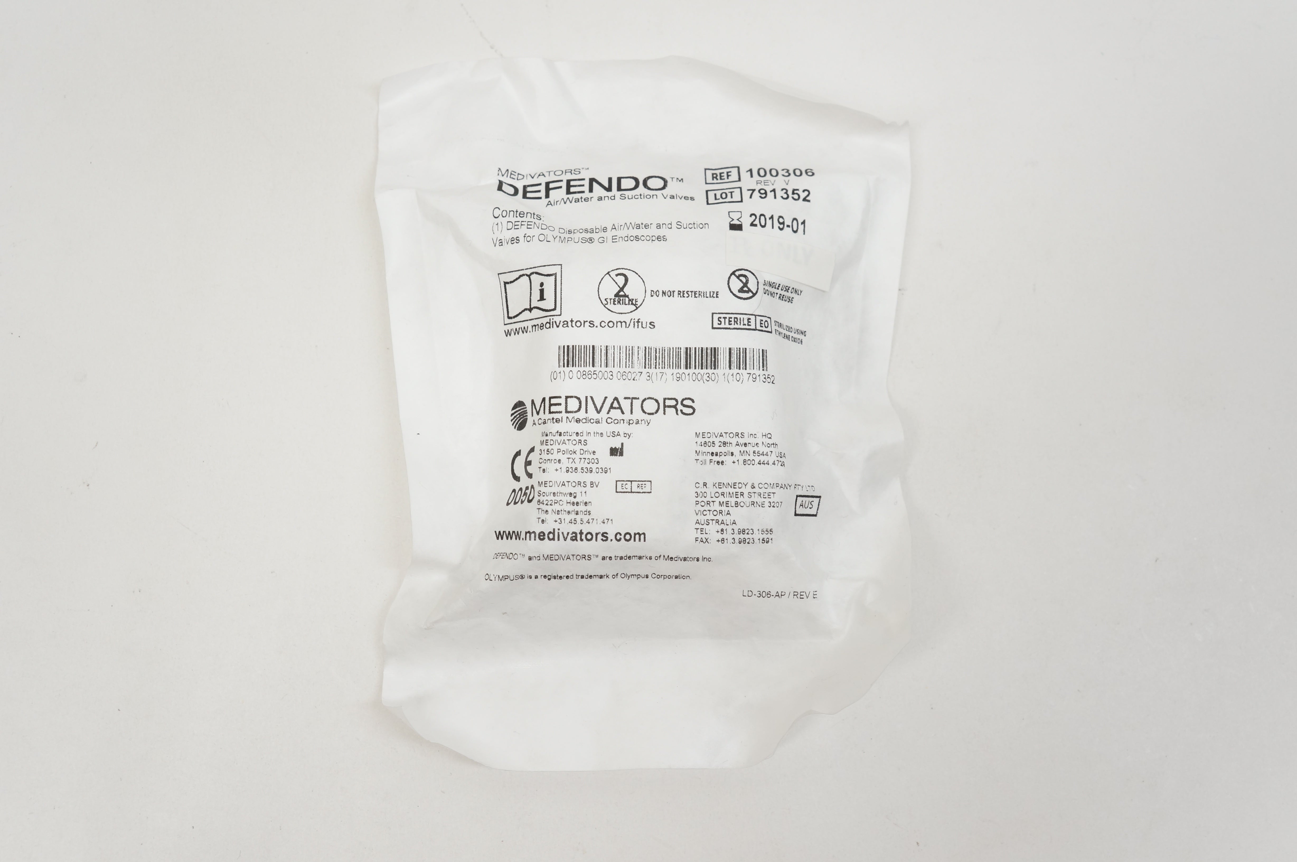 Medivators 100306 DEFENDO Air/Water and Suction Valve (x)