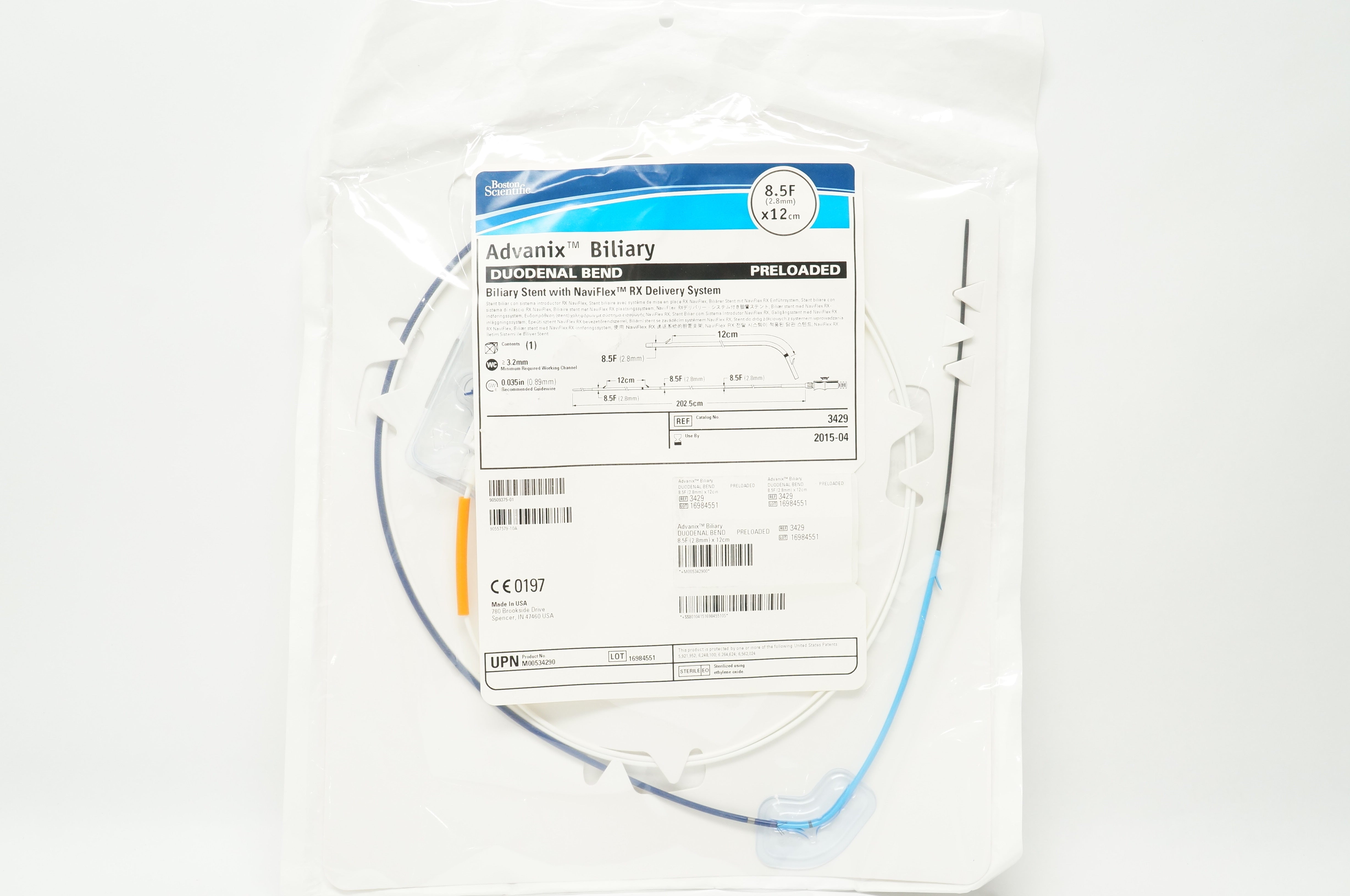 Boston Scientific 3429 Advanix Duodenal Bend Preloaded Biliary Stnt (x)