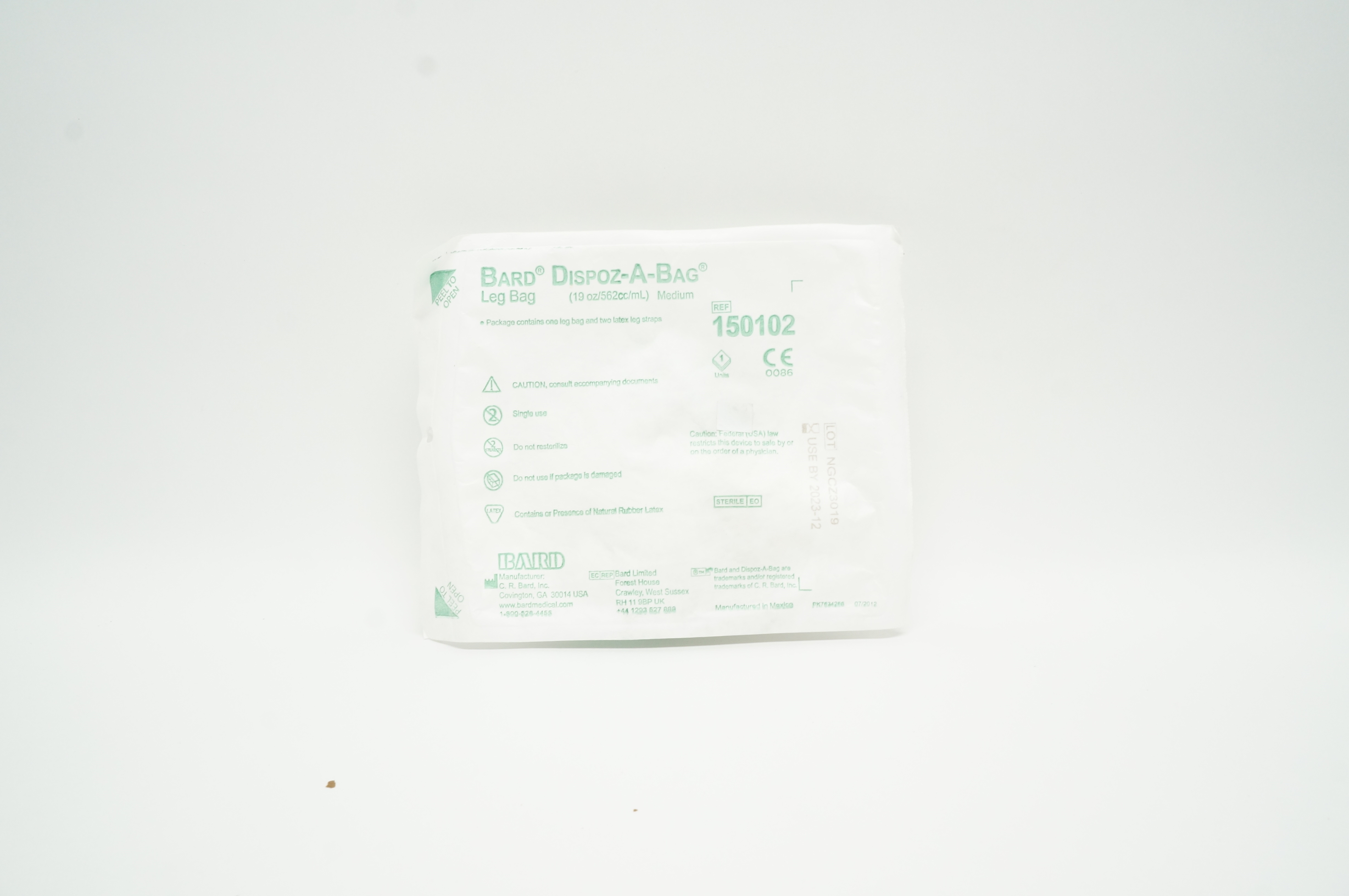 Bard 150102 Dispoz-A-Bag Leg Bag 19oz/562cc/mL, Medium