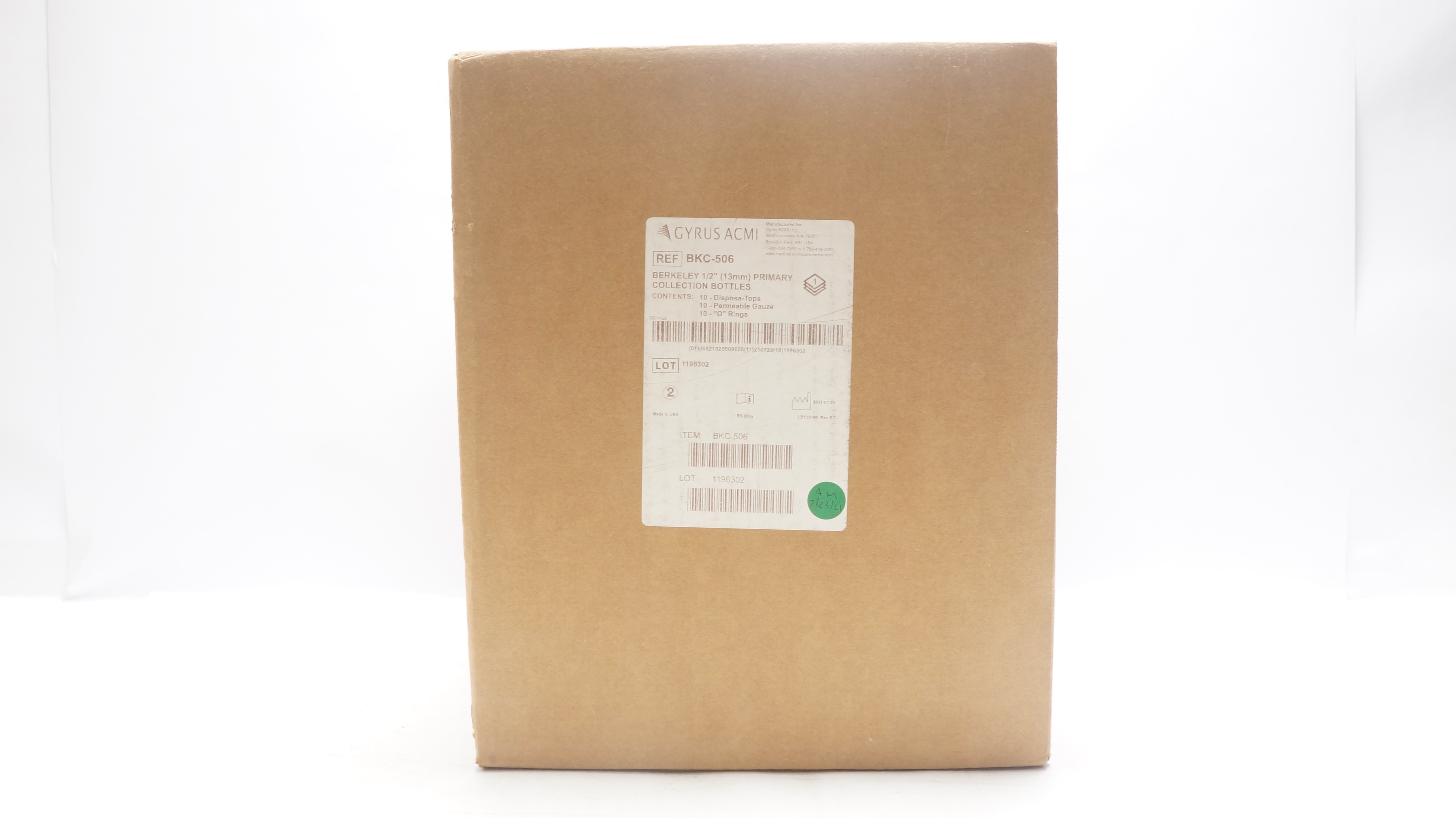 Olympus BKC-506 Gyrus Acmi Berkeley 1/2inch Primary Collection Bottles-Box of 10