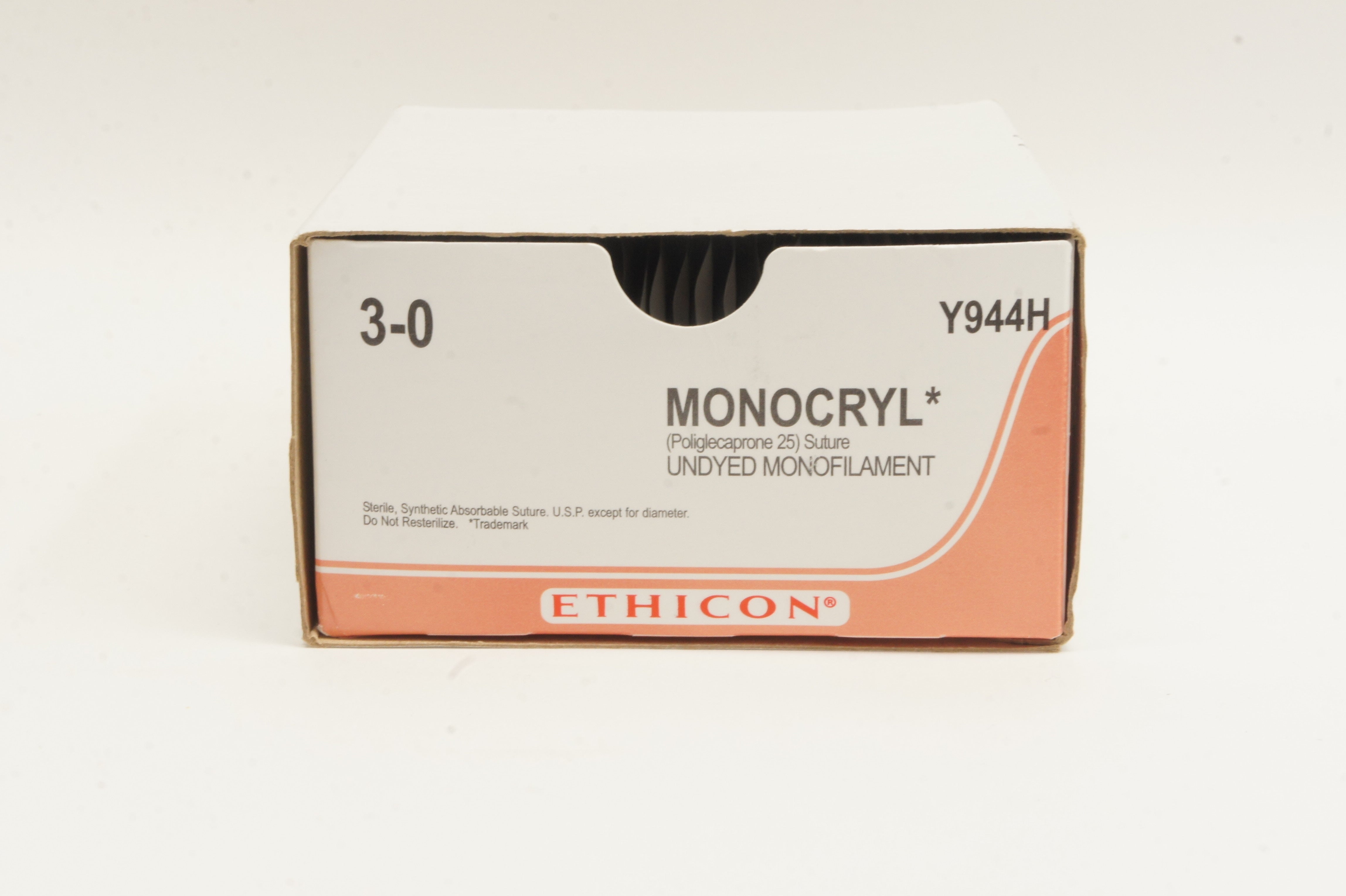Ethicon Y944H 3-0 Monocryl Stre CT-1 36mm 1/2c Taper, 36 inch - Box of 34