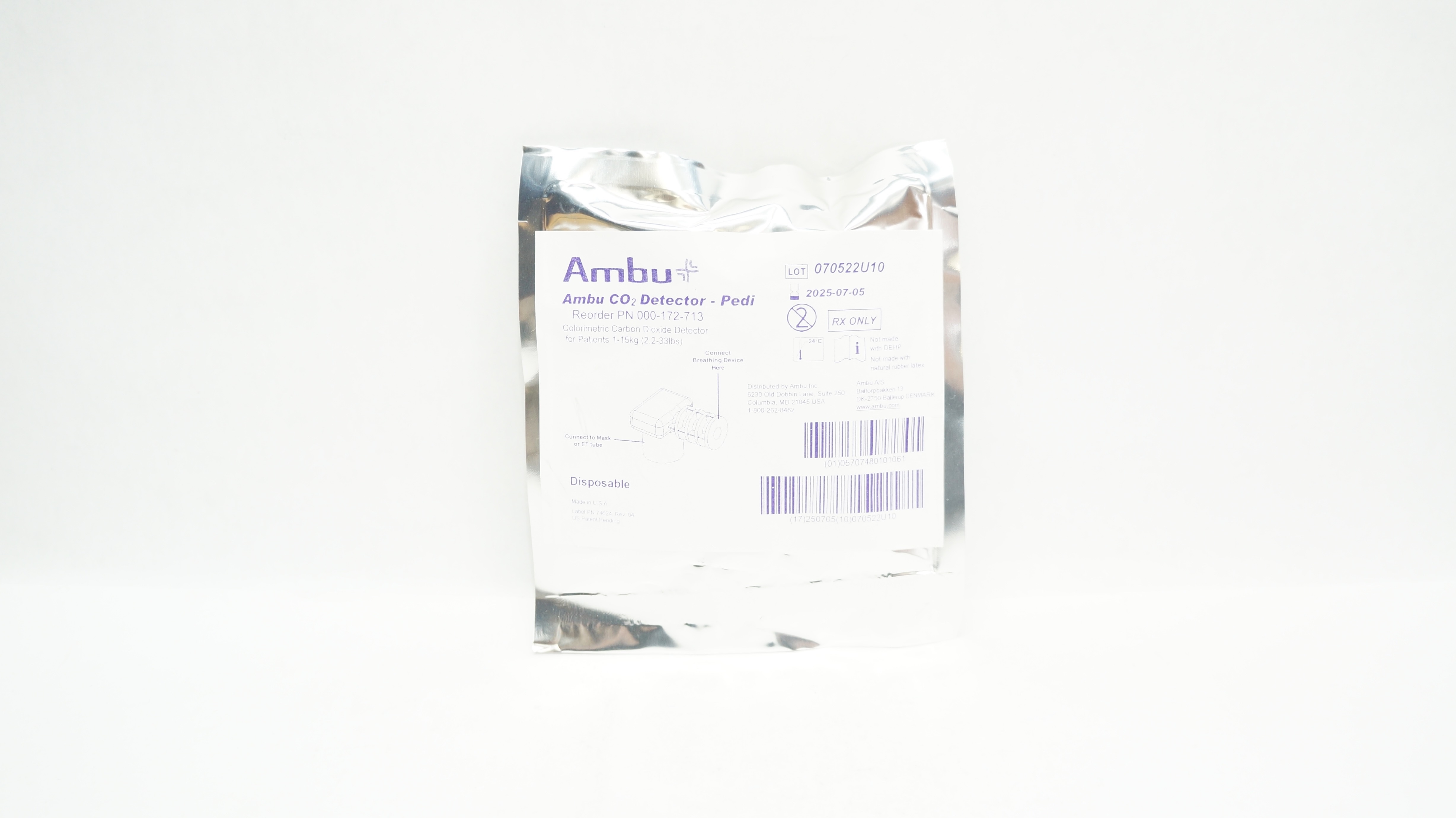 AMBU PN 000-172-713 CO2 Detector-Pedi Colorimetric Detector 2.2-33lbs